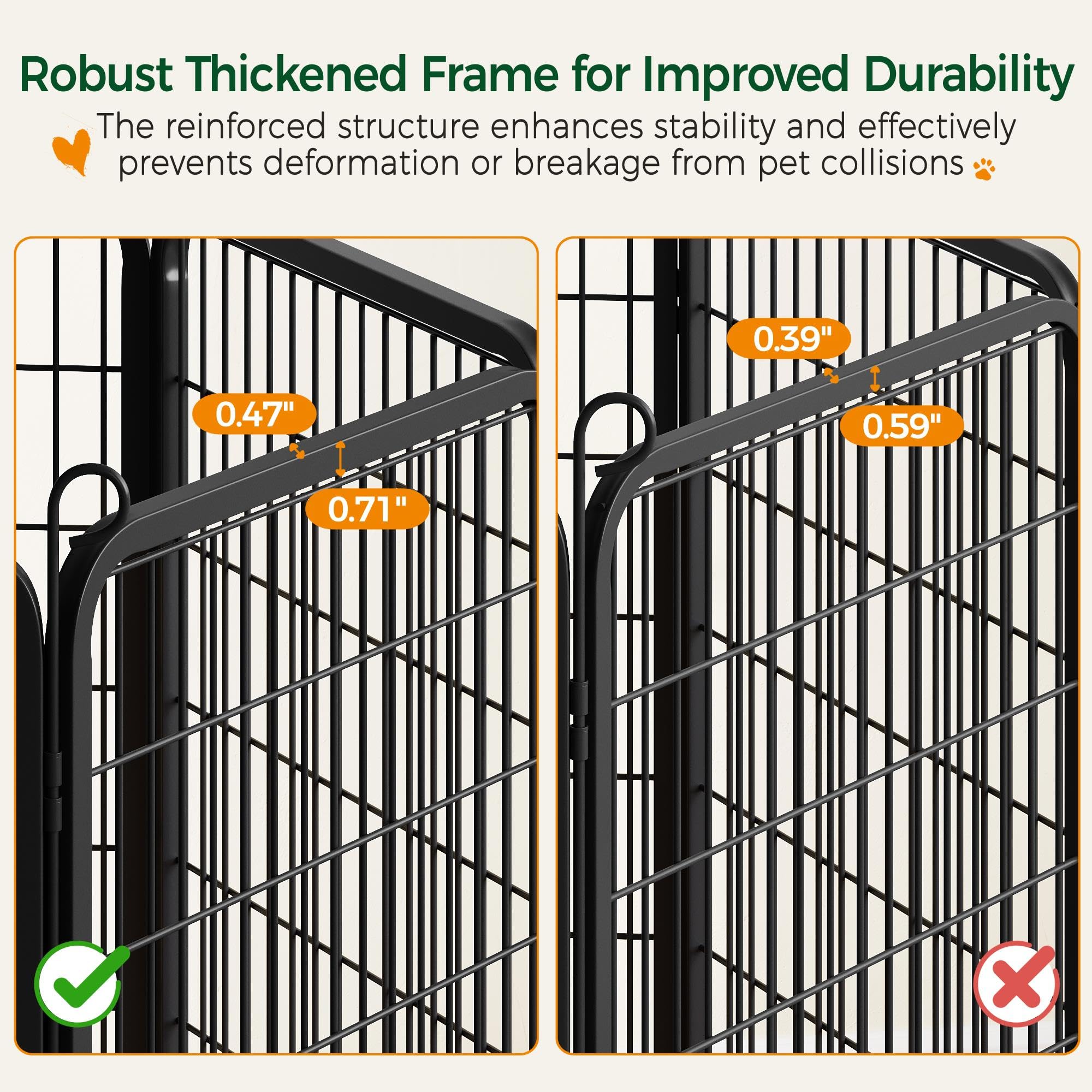 Yaheetech Dog Playpen, 24 inch 2 Panels Dog Pen for Indoor Heavy Duty Puppy Exercise Pen Metal Pet Fence for RV Camping/Yard/Garden