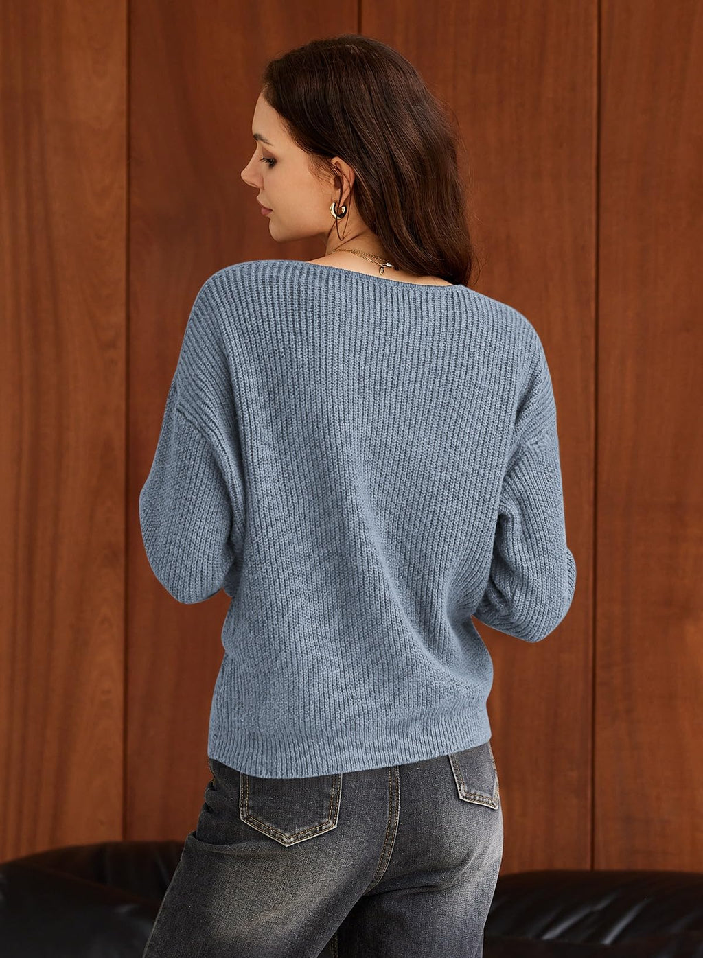 Pink Queen Women's 2026 Twist Knot Cropped Sweater V Neck Long Sleeve Knit Pullover Top Casual Fall Fashion Clothes
