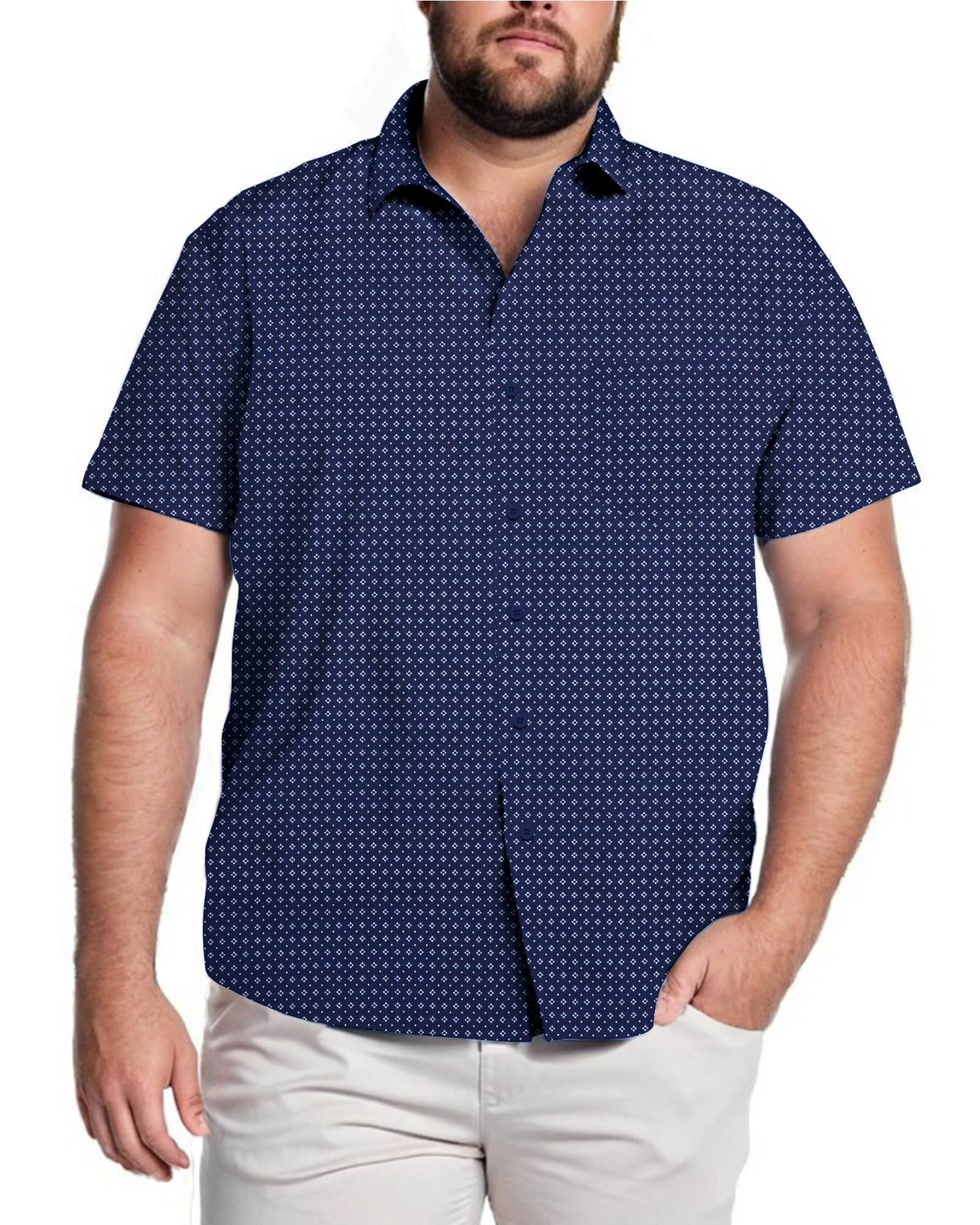 COOFANDY Big & Tall Shirts for Men Short Sleeve Button Down Casual Dress Shirts