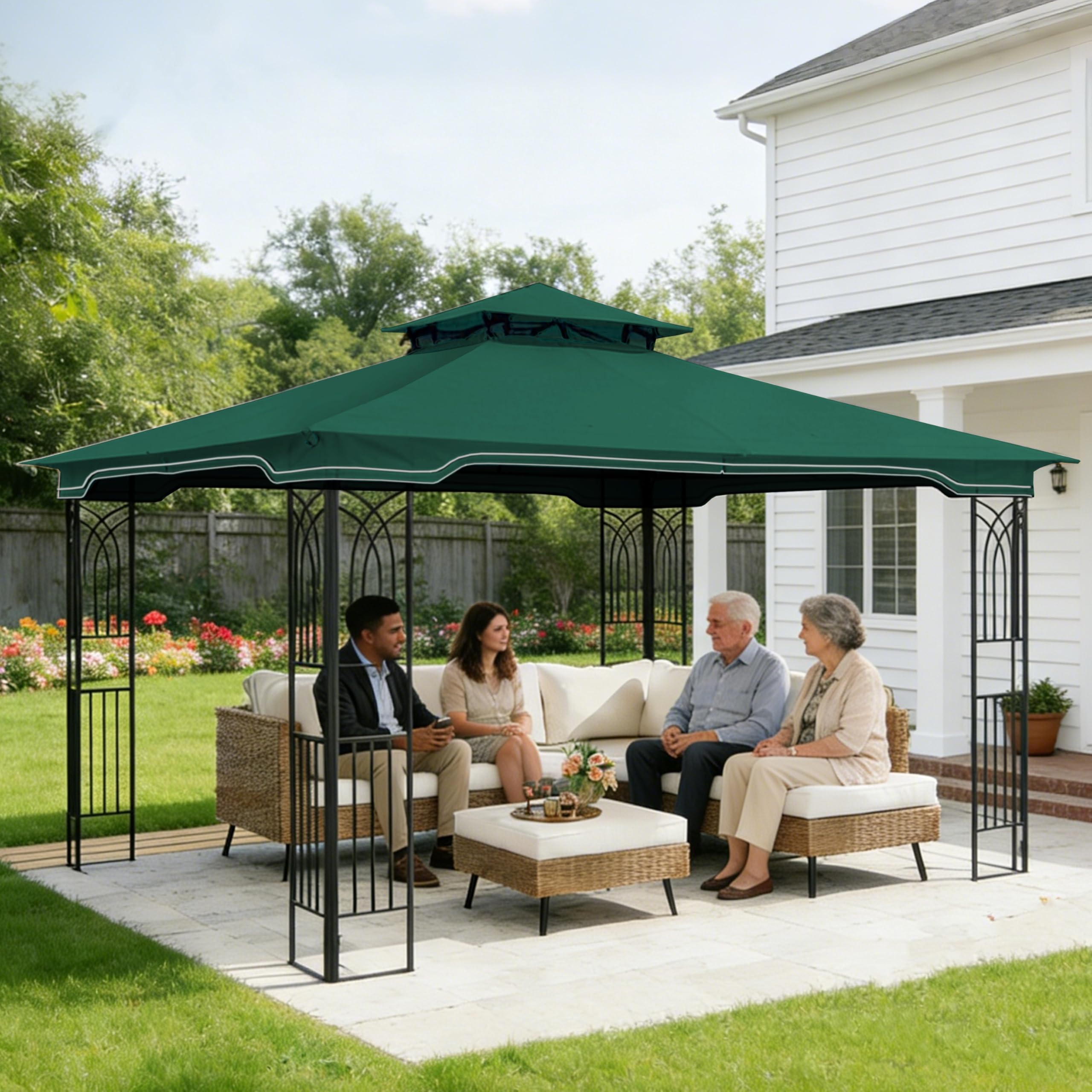 SCOCANOPY Replacement Gazebo Canopy Compatible with 10 x 12 Regency II Patio Gazebo Model L-GZ798PST,A101004104,A101004105,(Forest Green)