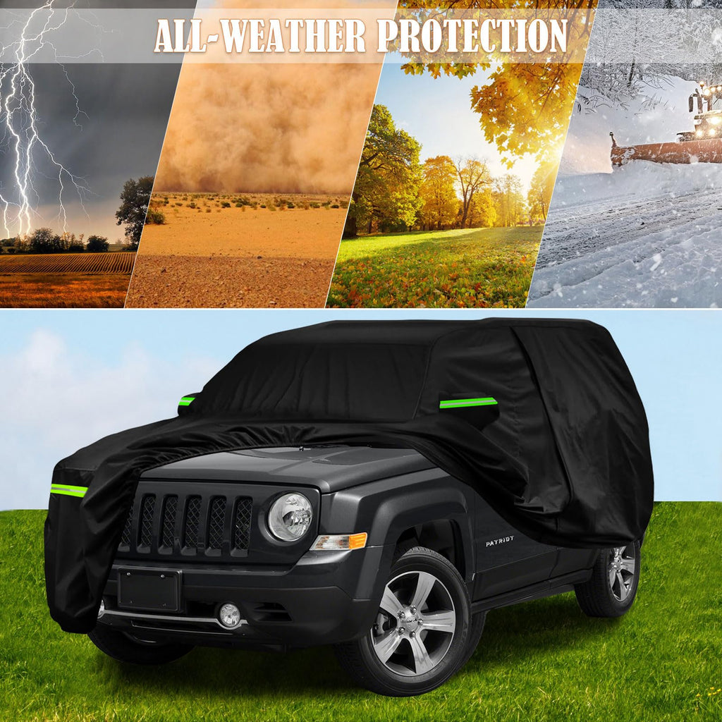 Waterproof Car Cover Replace for 1993-2010 Jeep Grand Cherokee, 6 Layers All Weather Car Cover with Zipper Door & Windproof Bands for Snow Rain Dust Protection
