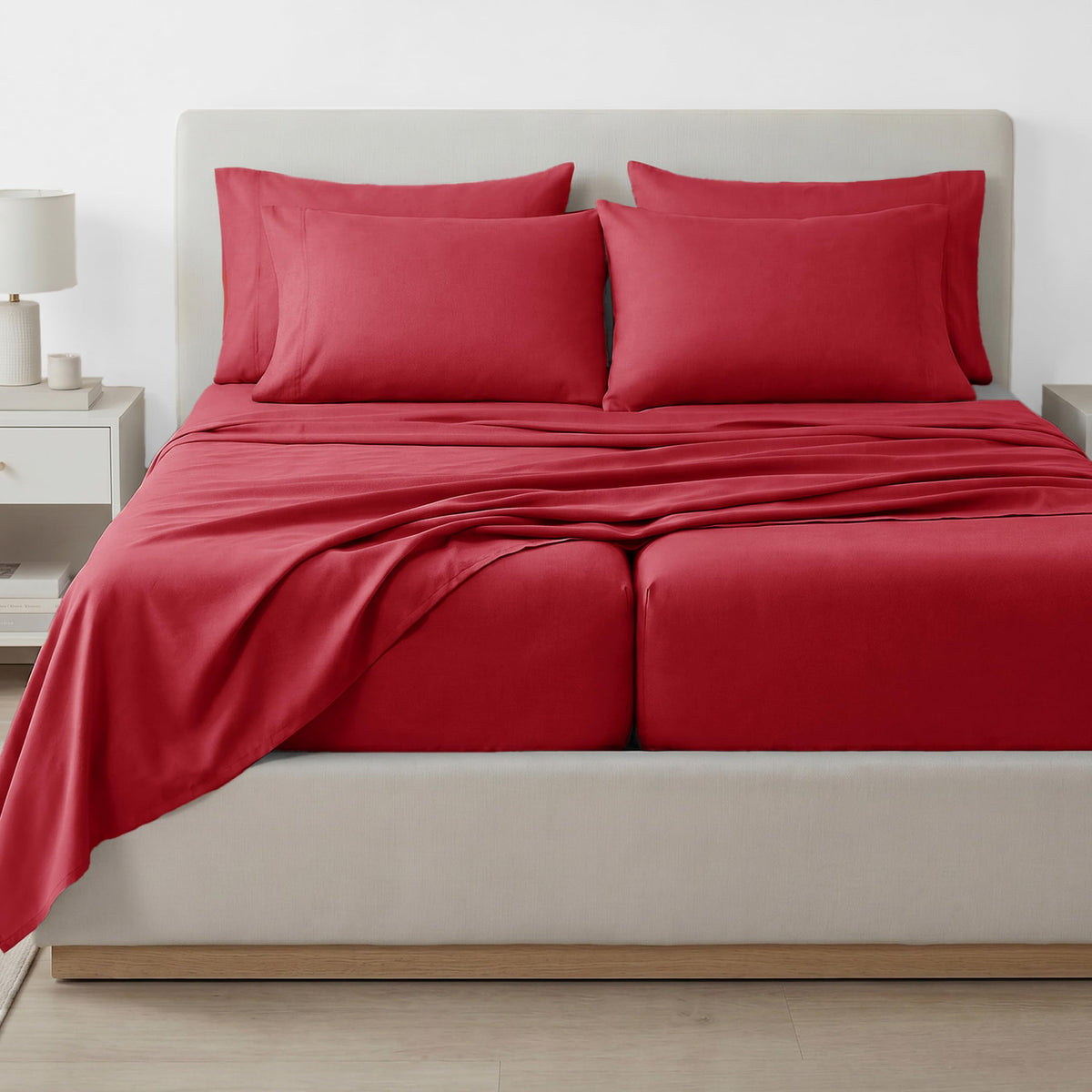 Southshore Fine Living, Inc. 4-Piece, 21-Inch Deep Pocket Twin Sheets Set with Fitted Sheet, Soft Microfiber, Oversized Flat Sheet, 2 Pillow Cases Standard Size, Hotel Collection Twin Bed White Sheets
