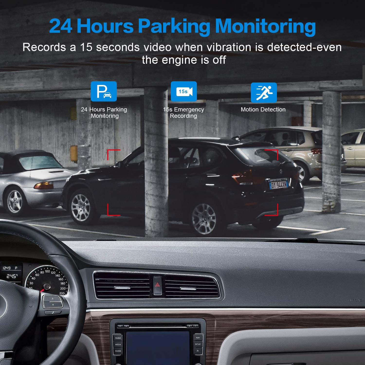 BOOGIIO Dash Cam Front and Rear with 64GB SD Card, 4K Dash Camera for Cars with APP, 5G WiFi Car Camera, Built-in G-Sensor, 170° Wide Angle, Night Vision, 24H Parking Mode,Loop Recording,3" IPS Screen