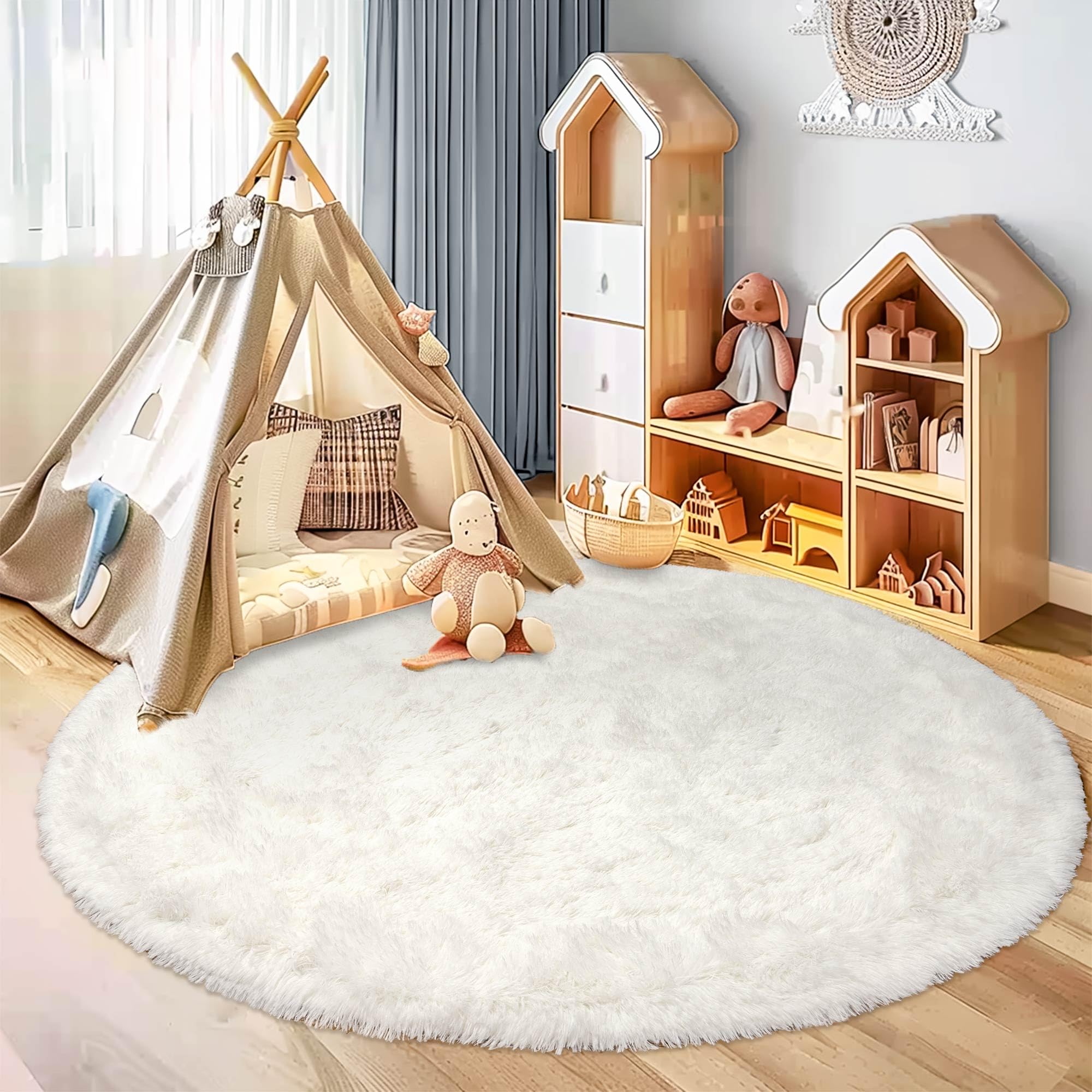 Awaytail Fluffy Rug Washable 2x3 Feet, Pure Black Desk Chair Rug Non-Slip, Super Soft Kids Rug for Boys Nursery Dorm Decor