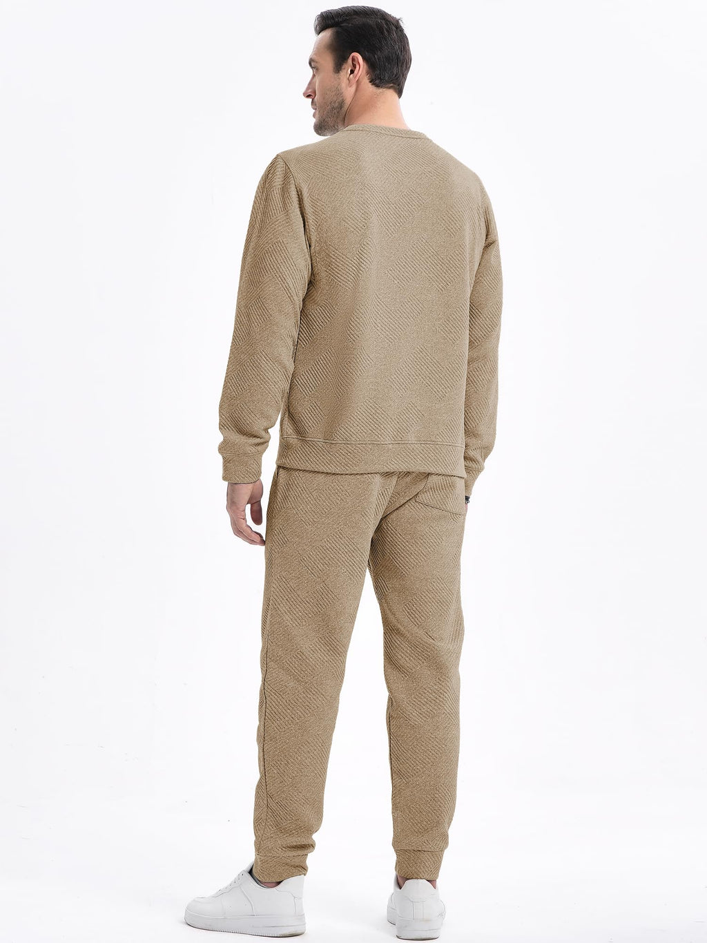 JMIERR Men's 2 Piece Outfits Knit Jacquard Pullover Sweatshirt Tracksuit & Joggers Sweatpants Sweatsuit Sets with Pockets