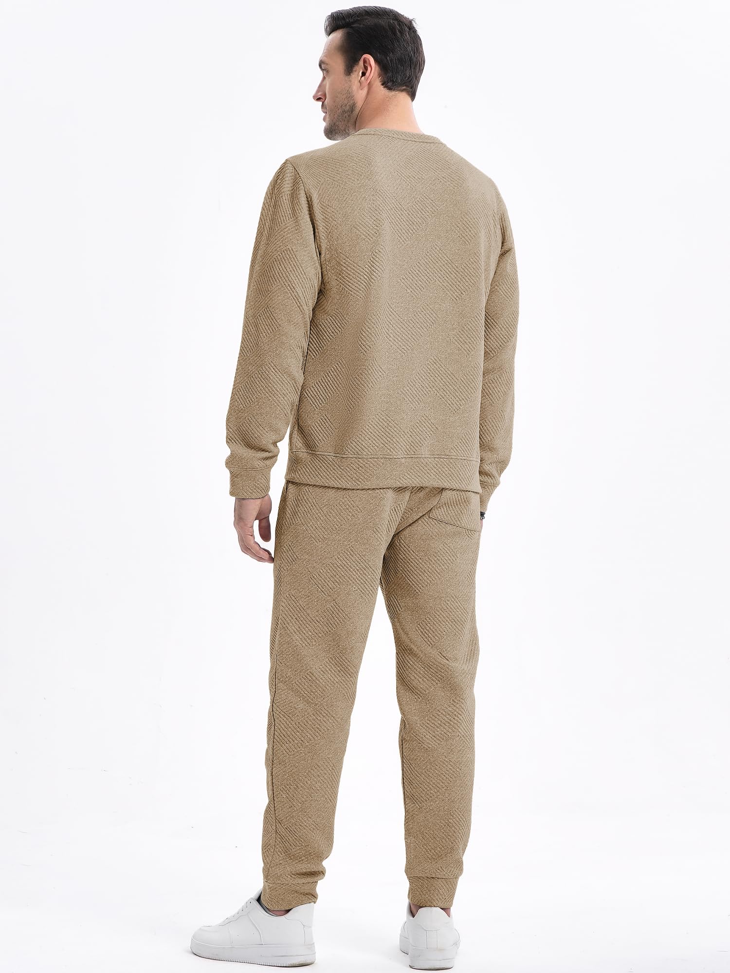 JMIERR Men's 2 Piece Outfits Knit Jacquard Pullover Sweatshirt Tracksuit & Joggers Sweatpants Sweatsuit Sets with Pockets