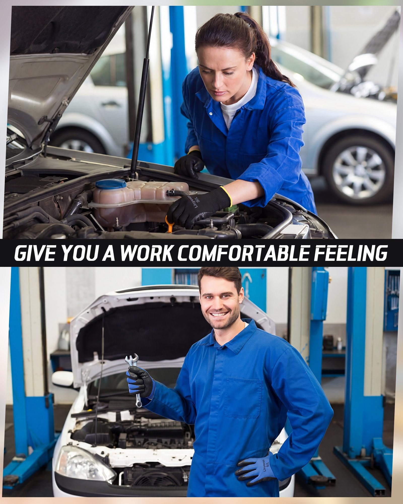 Maxcheck PU Coated Gloves Bulk, Reusable Rubber Safety Gloves for Men Women Work Warehouse, Mechanic, Woodworking