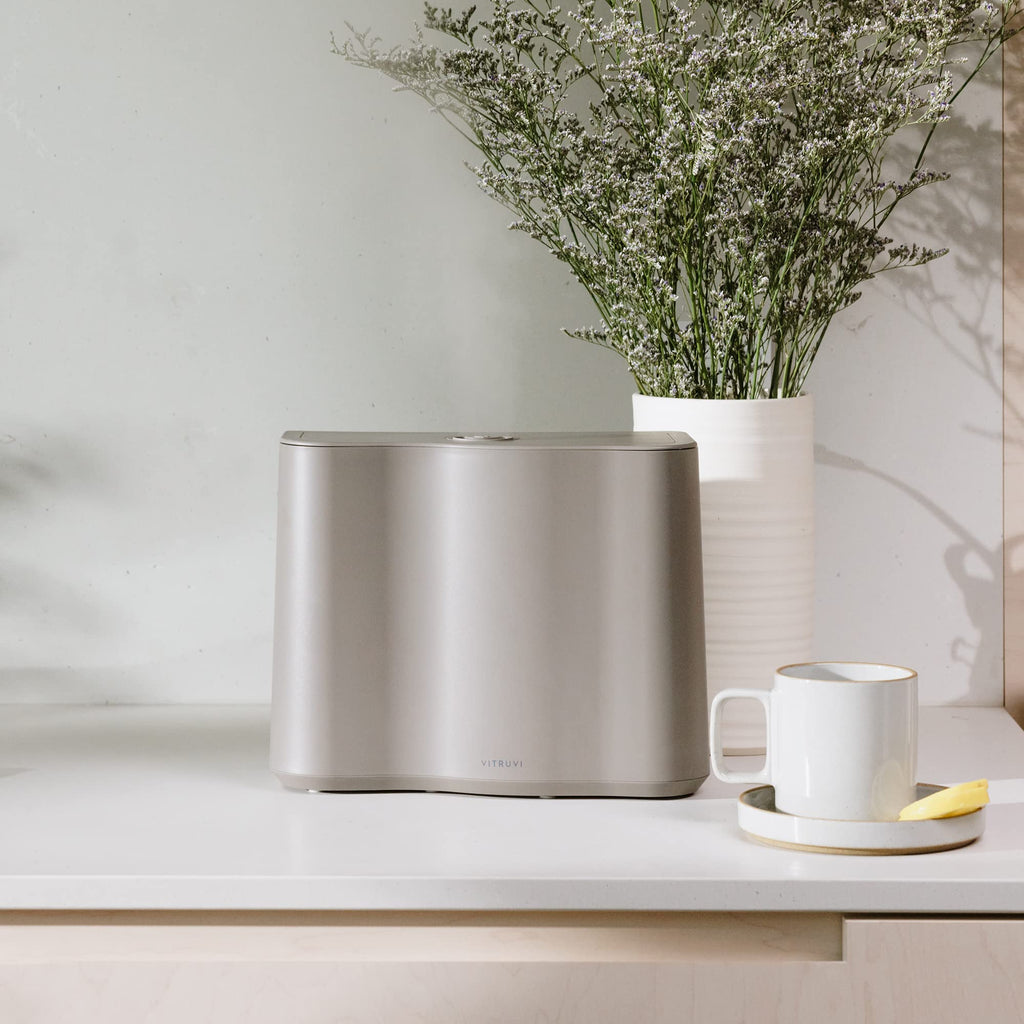 Vitruvi Cloud Bedside Humidifier, Dove, 24 Hr Run Time, 602ft Coverage, Large Home Bedroom - Night Mode - Includes 3 Month Filter