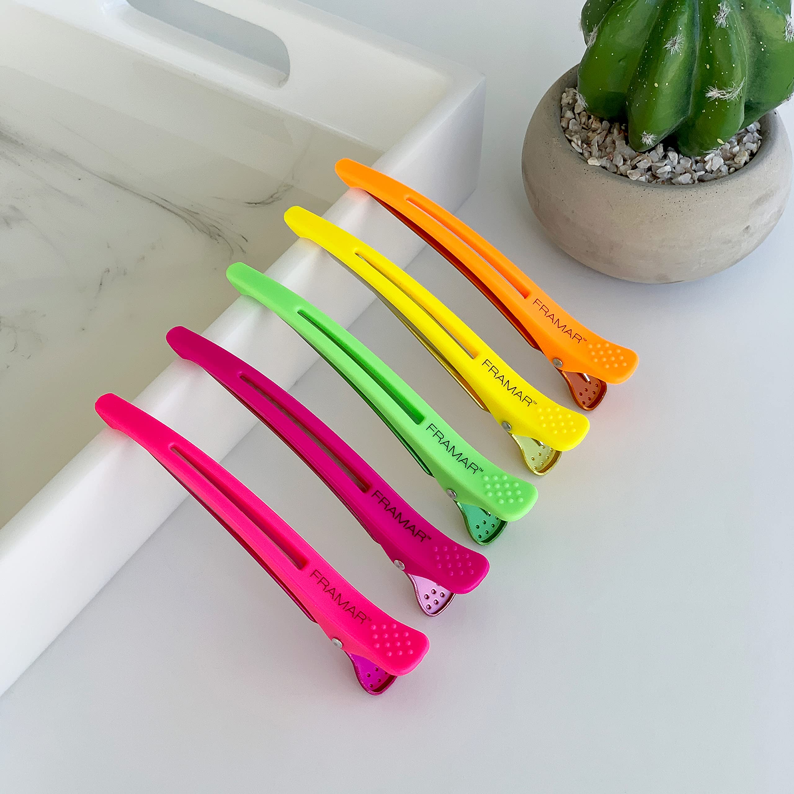Framar Neon Creaseless Hair Clips 10 pack – Professional Salon Hair Clips for Styling Sectioning, Hair Styling Clips, Hair Clip For Sectioning, Hair Sectioning Clips – Prevents Creases Or Dents