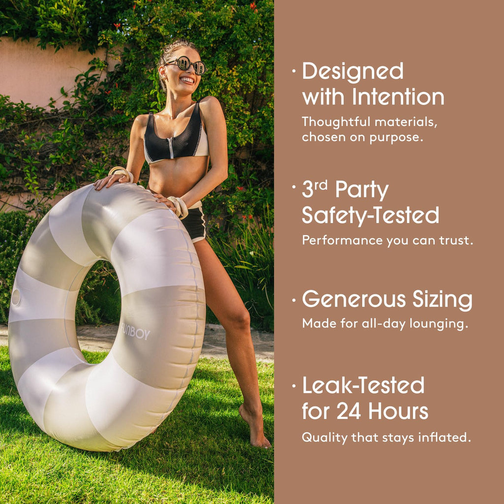 FUNBOY Giant Vintage Stripe Inflatable Tube Pool Float with Cup Holder 48" Large Pool Float for Adults Inner Tube Swimming Pool Toys Swim Rings Pool Lounger Float for Pool Party & Summer