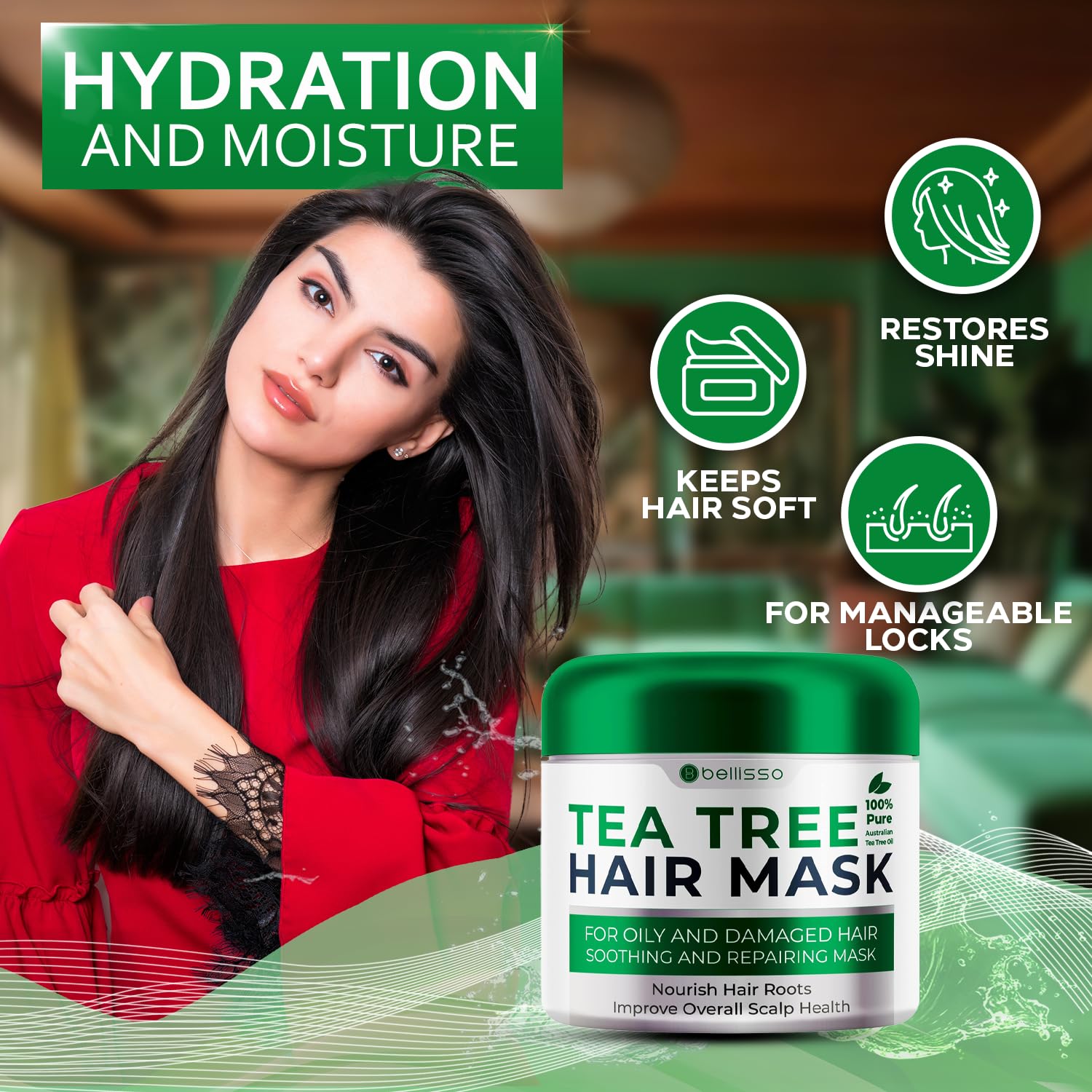 Apple Cider Vinegar Deep Conditioning Mask - Treatment for Dry Damaged Hair and Split End Repair - Sulfate Free Formula with Collagen, Keratin and Argan Oil - For Flaky Scalp and Dandruff Relief