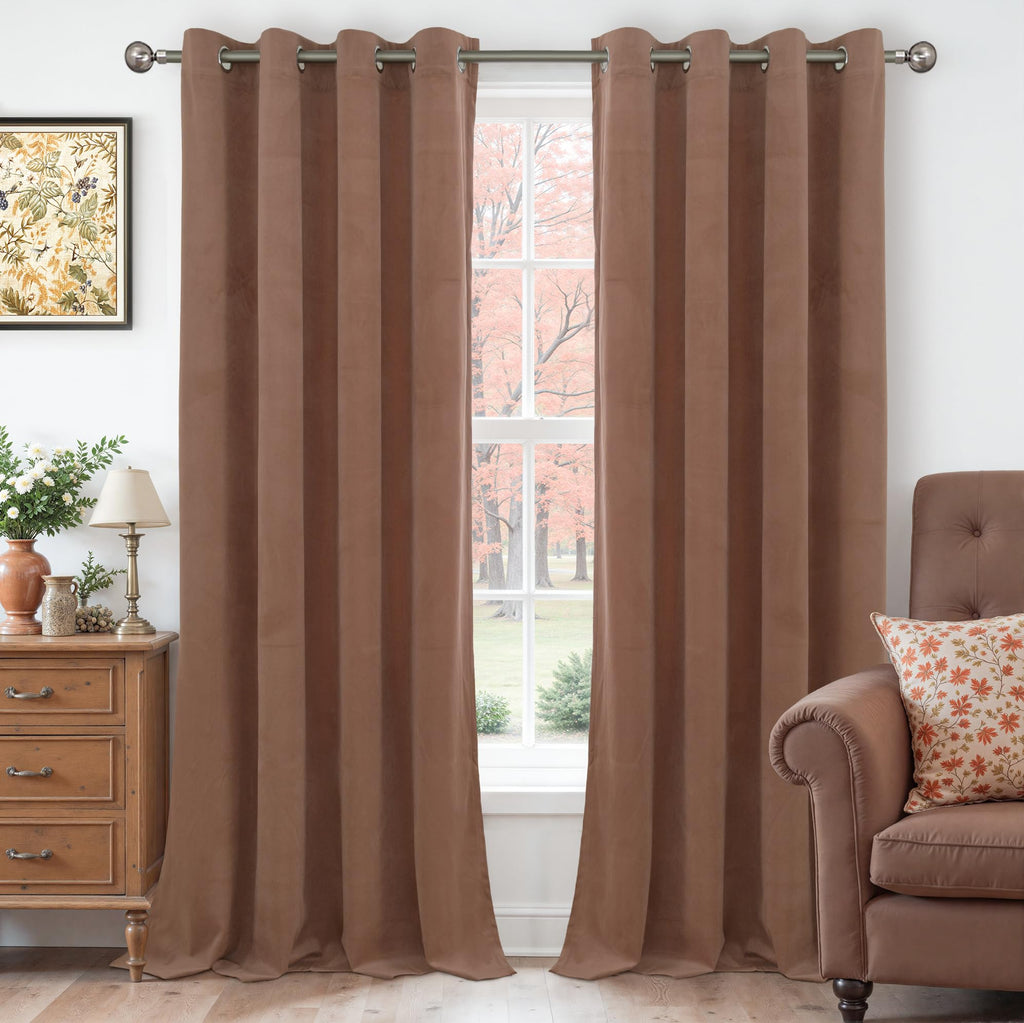 YoungsTex Velvet Black Out Curtains 63 Inches Long for Bedroom, Grommet Thermal Insulated Drapes Room Darkening Privacy for Living Room, Black, 2 Panels, 52 X 63 Inch