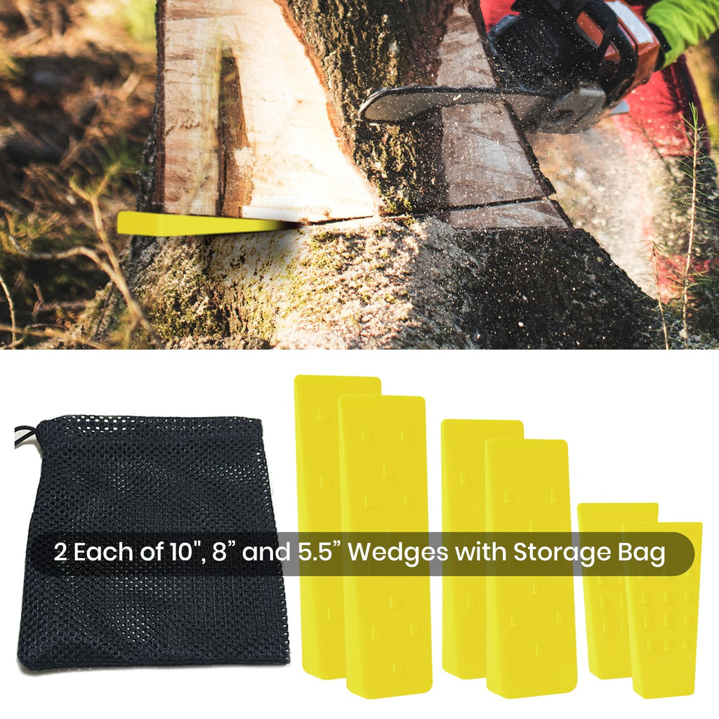 AR-PRO 6 Pack Tree Felling Wedges with Spikes for Safe Tree Cutting – 5.5” Wedges with Storage Bag; 6 Felling Dogs to Guide Trees Stabilize and Safely to Ground for Loggers and Fallers