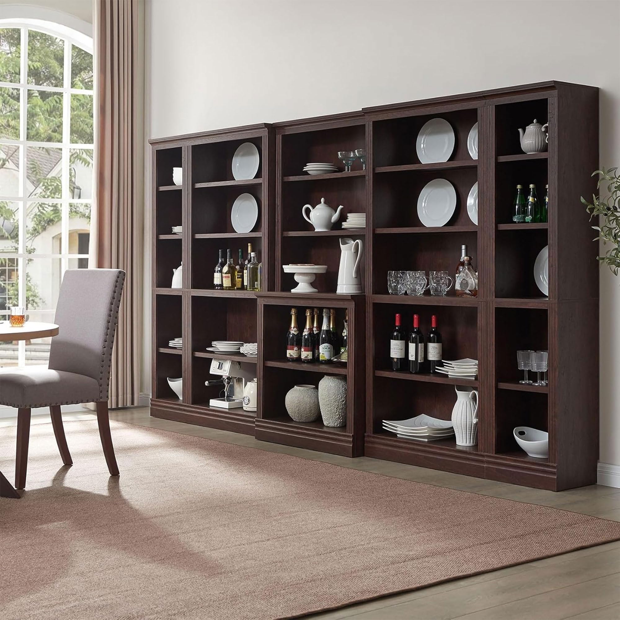 JAHRSTIM Halston Bookshelf, 5-Tier Tall Deep Storage Shelf, Adjustable Open Shelving Unit Closet Organizer and Storage for Living Room Home Office Bedroom, Modular Deep Bookcase Bookshelves