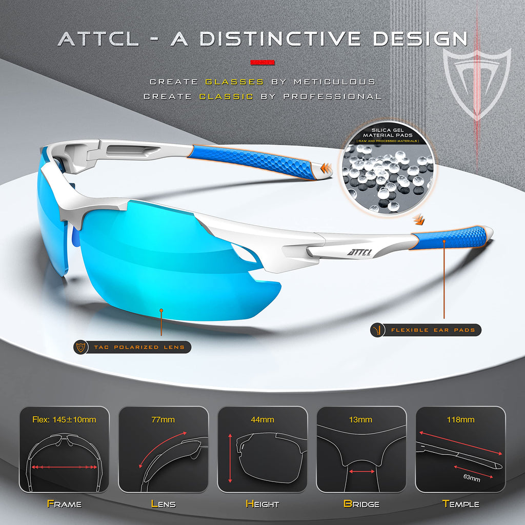 ATTCL 22g Polarized Sunglasses Men Sports: Secure Fit Wrap Around TR90 Frame Ultra-Light UV Protection for Running Fishing