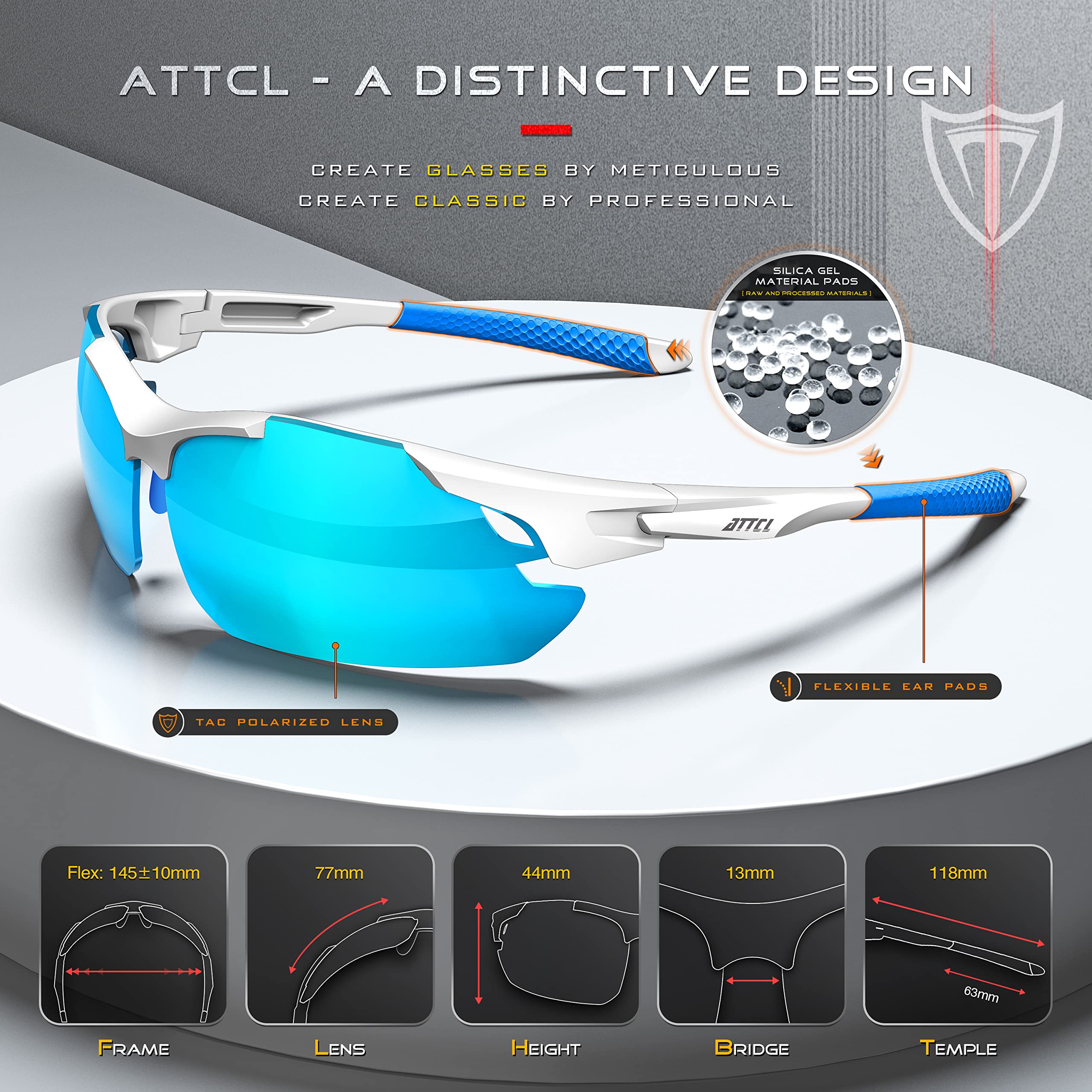 ATTCL 22g Polarized Sunglasses Men Sports: Secure Fit Wrap Around TR90 Frame Ultra-Light UV Protection for Running Fishing