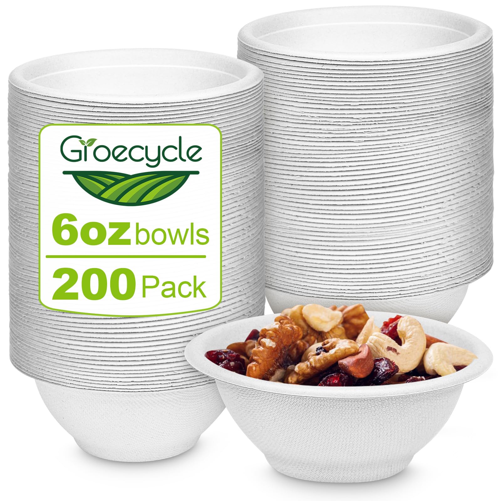 4 oz Small Paper Bowls, 100 Pack Compostable Bagasse Fiber Bowls, Microwavable for Condiments, Sauce, Ice Cream