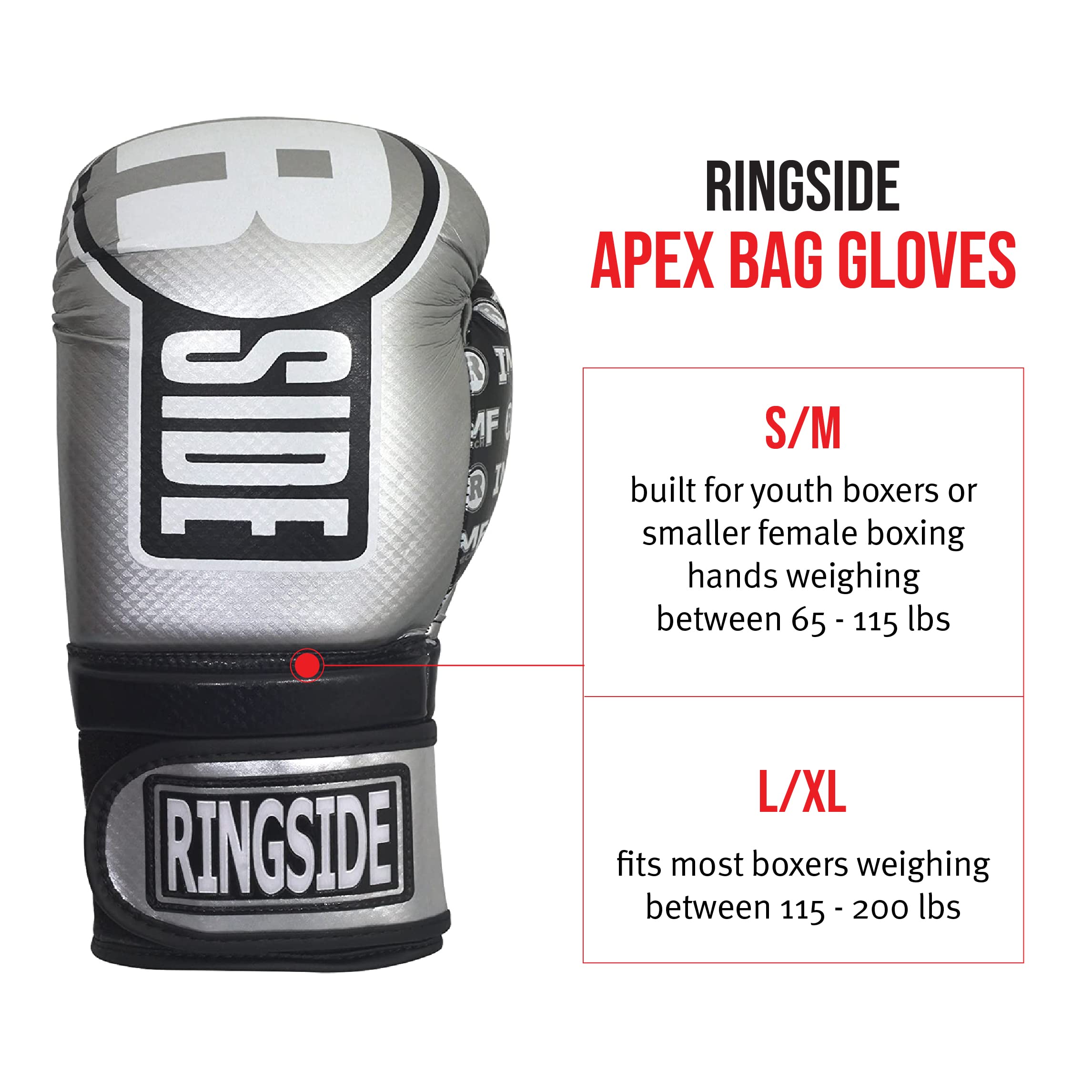 Ringside Apex Bag Gloves, IMF-Tech Boxing Gloves with Secure Wrist Support, Synthetic Boxing Gloves for Men and Women