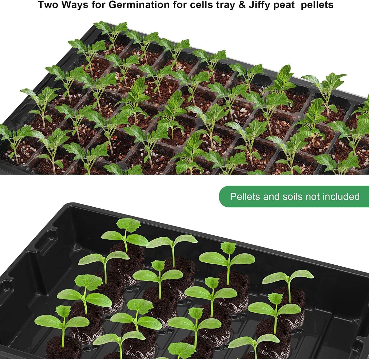 MIXC Seed Starter Tray with Lights, 2 Packs Mini Propagator Plant Grow Kit Greenhouse with Humidity Vented Domes and Base for Seeds Starting, Black