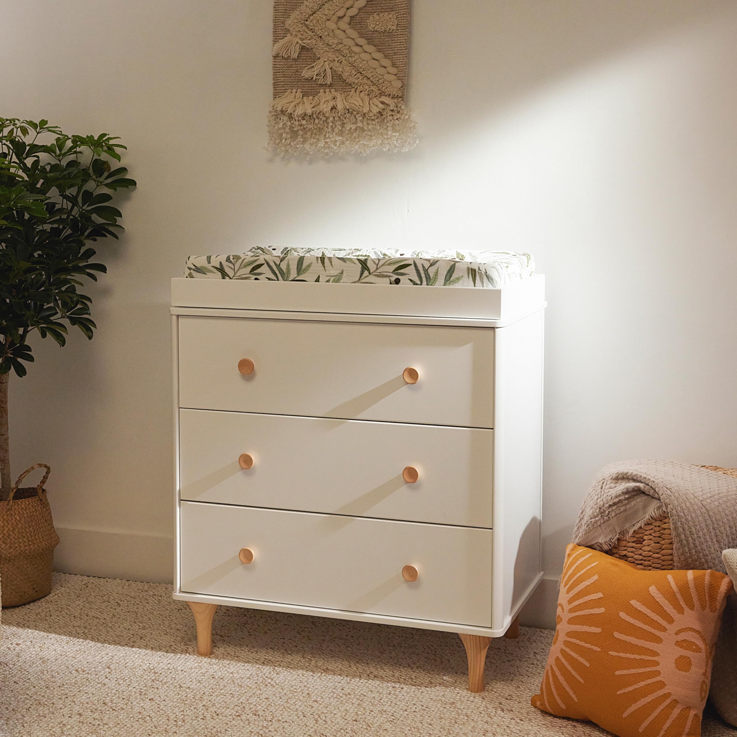 Babyletto Lolly 3-Drawer Changer Dresser with Removable Changing Tray in Natural Walnut, Greenguard Gold Certified