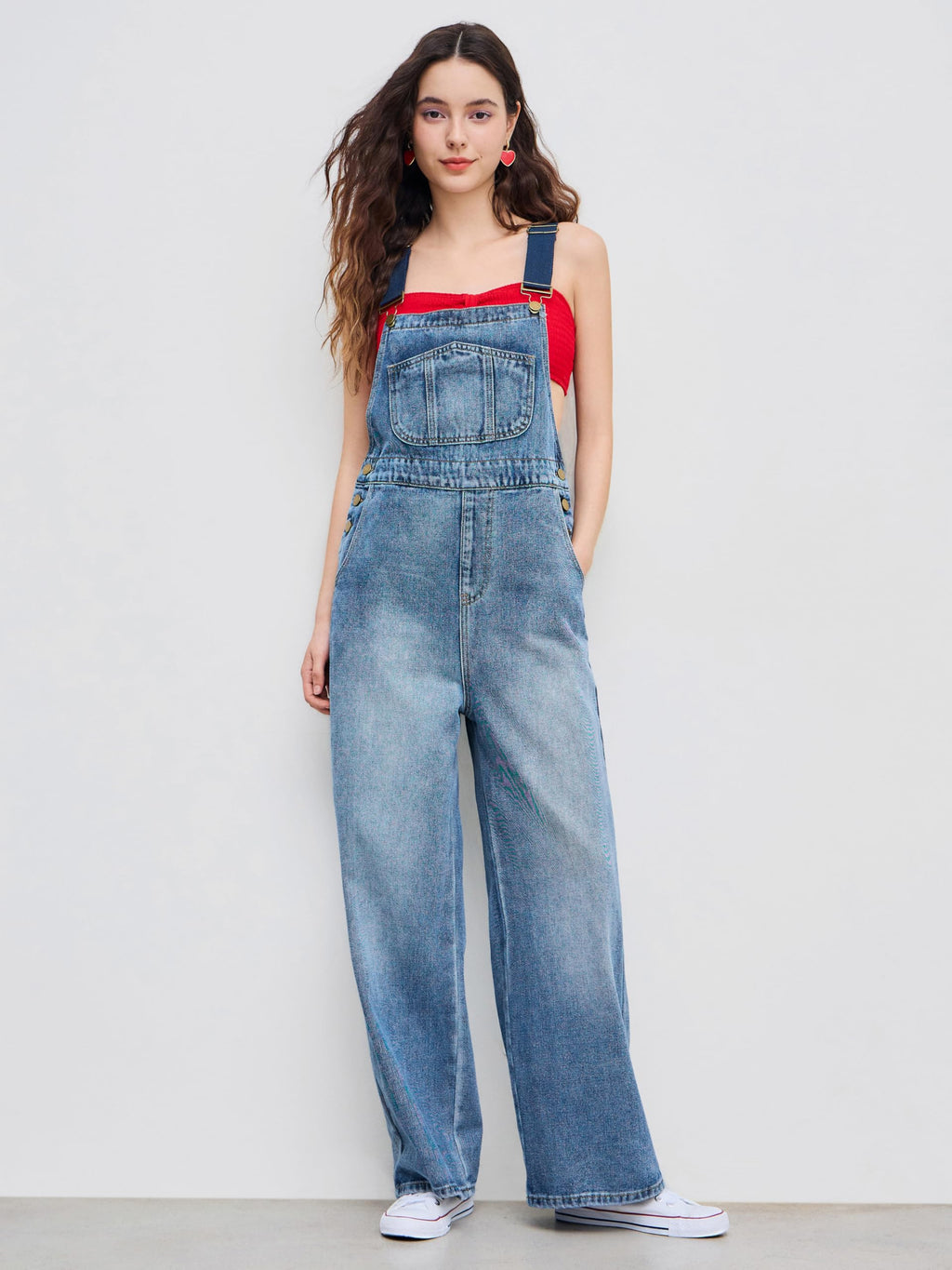 CIDER Overalls for Women Leopard Pocket Buckle Up Wide Leg Jumpsuit