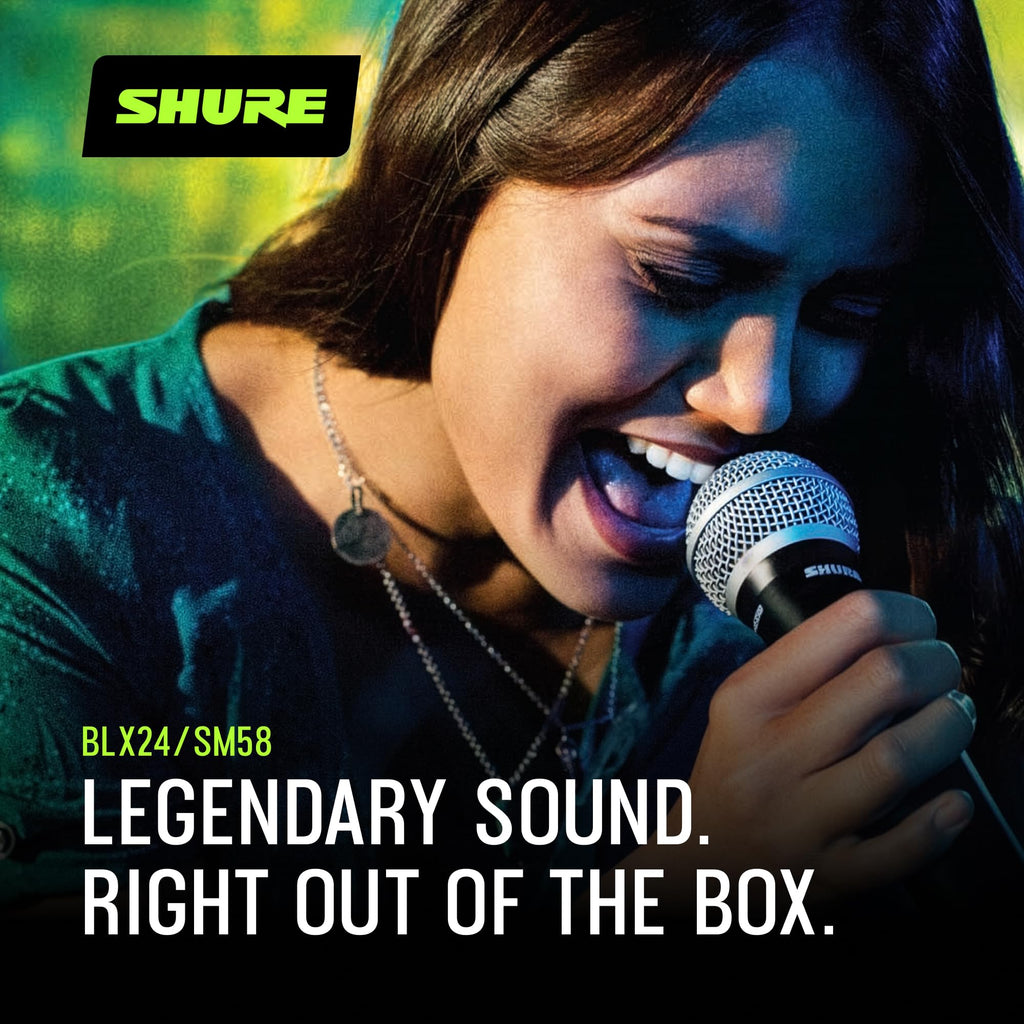 Shure BLX24/SM58 Wireless Microphone System - 14-Hour Battery Life, 300 ft Range, UHF | Includes SM58 Handheld Vocal Mic, Single Channel Receiver | H9 Band (BLX24/SM58-H9)