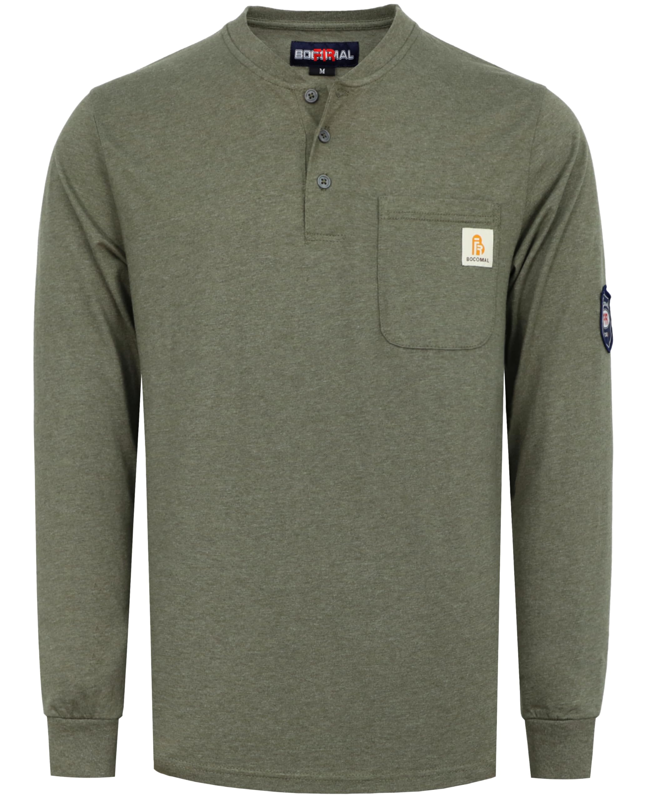 BOCOMAL FR Shirts Flame Resistant Shirt 5.5oz 100% Cotton Light Weight CAT2 Fire Retardant Henley Shirts