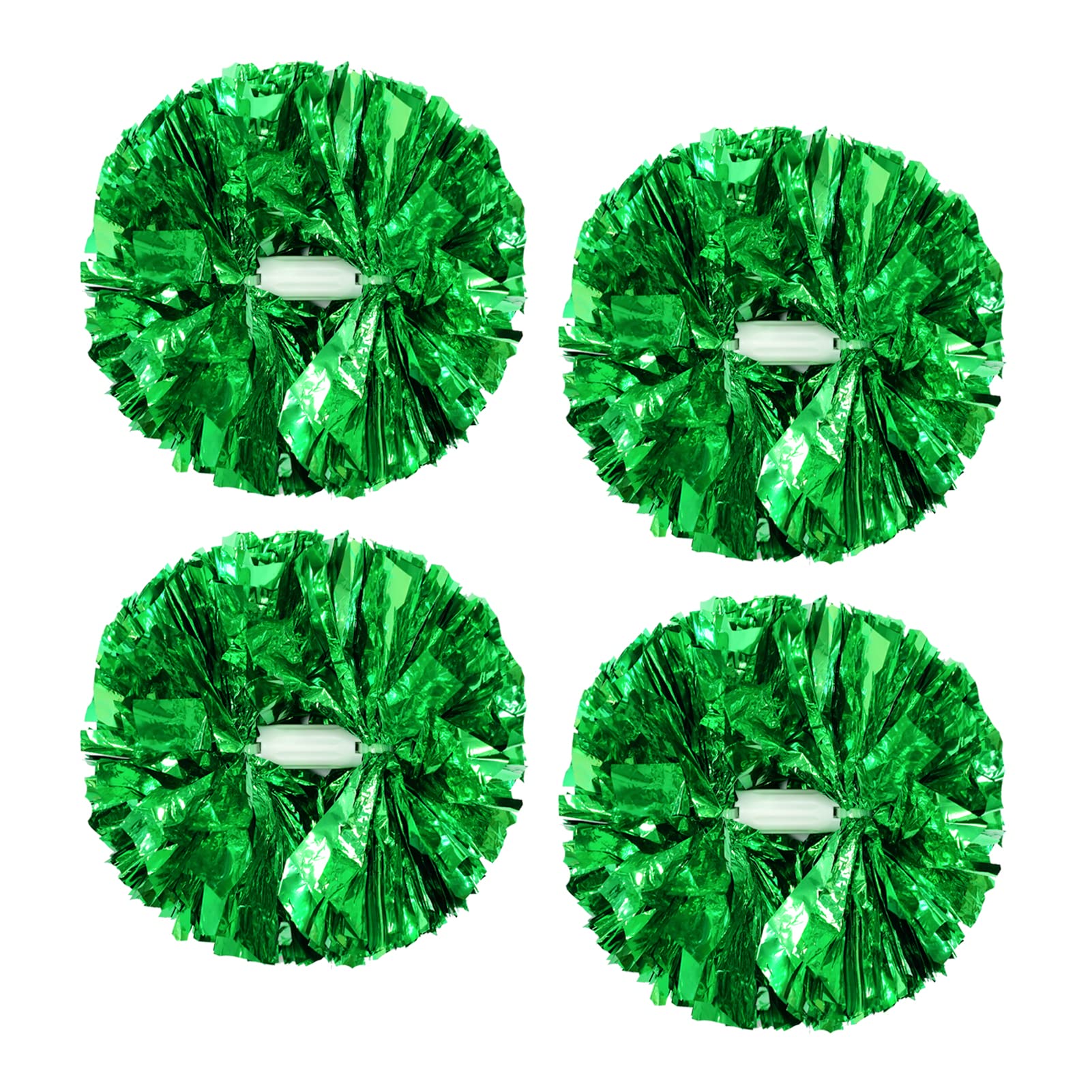 4Pcs Metallic Cheerleading Pom Poms, Creatiee 2 Pair Cheerleader Cheering Squad Pompoms for School Sports Dance Games Team Spirit Cheer