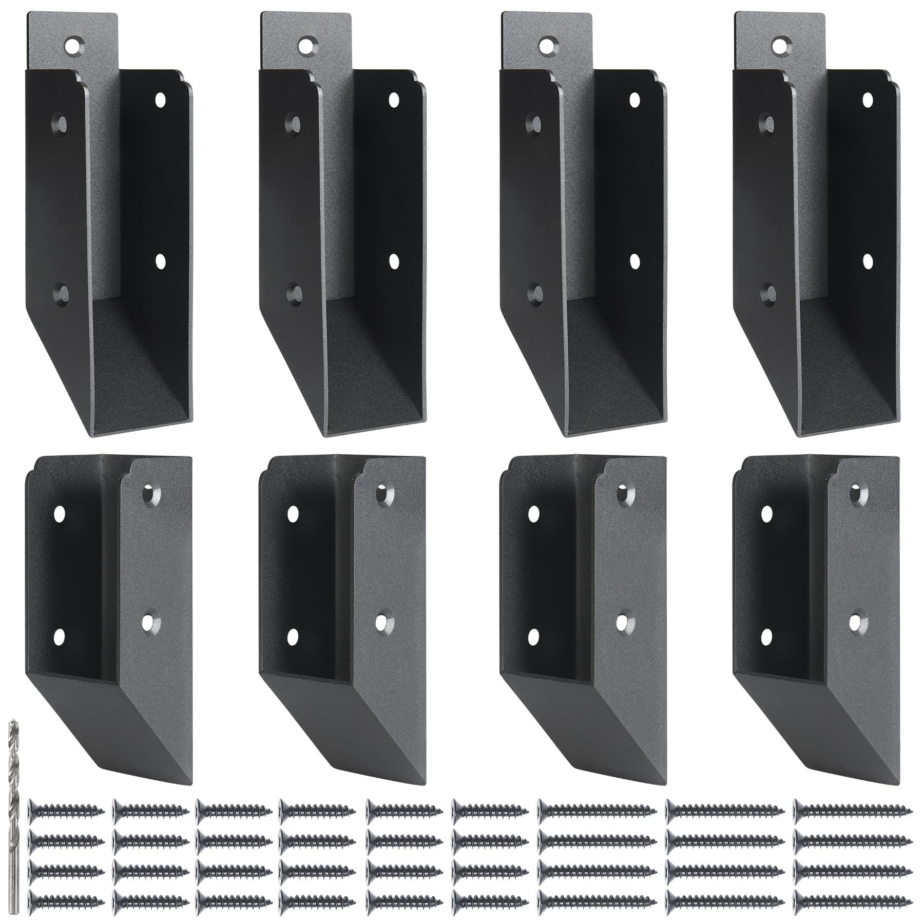 AECXM 201 Stainless Steel 2" x 4" (1 ½" x 3 ½" Actual) Deck Railing 27.5° Stair Connectors, for Deck Railing Stair Handrail Connection Installation Deck Railing Bracket (4 Pair-Black)