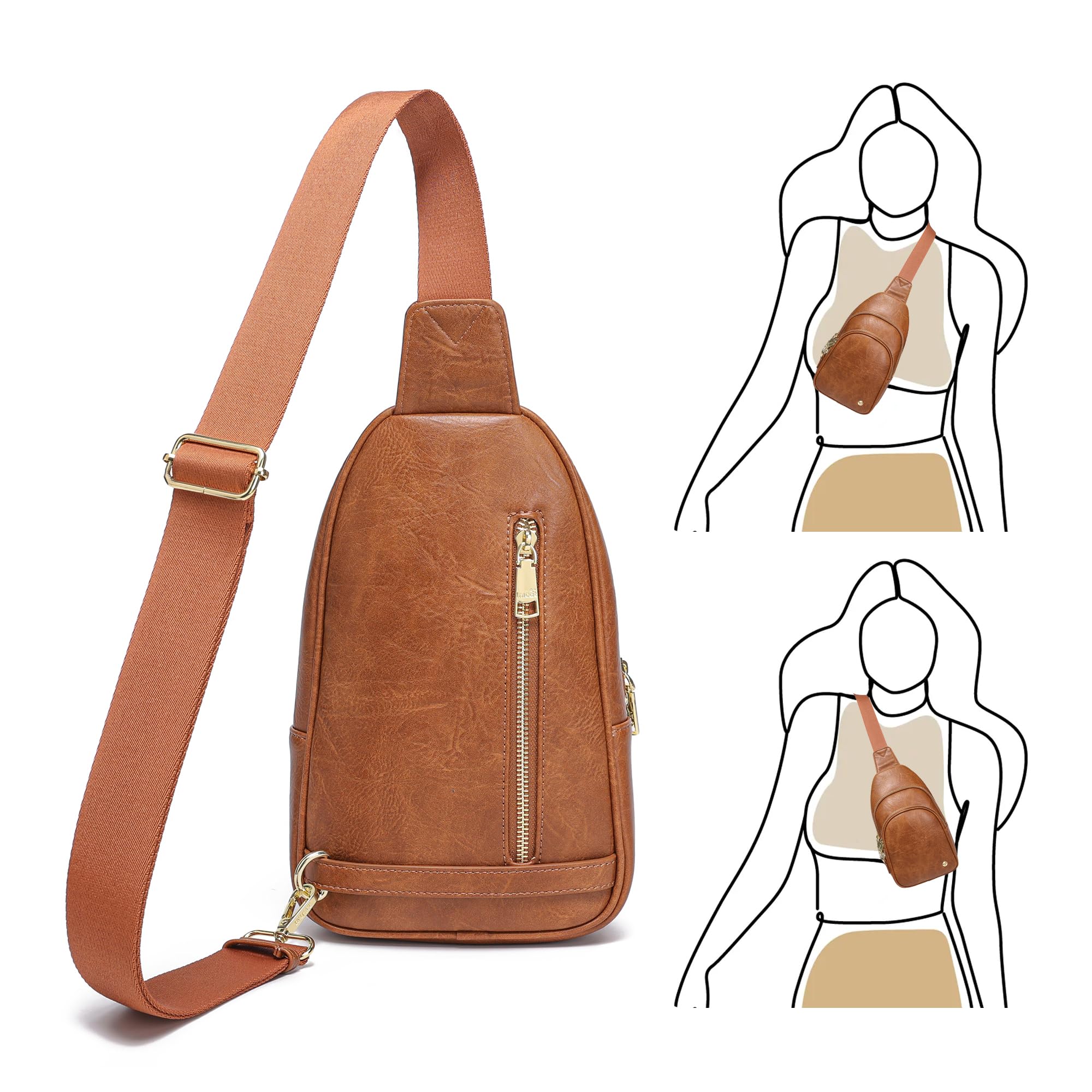 INICAT Small Crossbody Sling Bags Faux Leather Fanny Packs Purses for Women Everyday & Travel