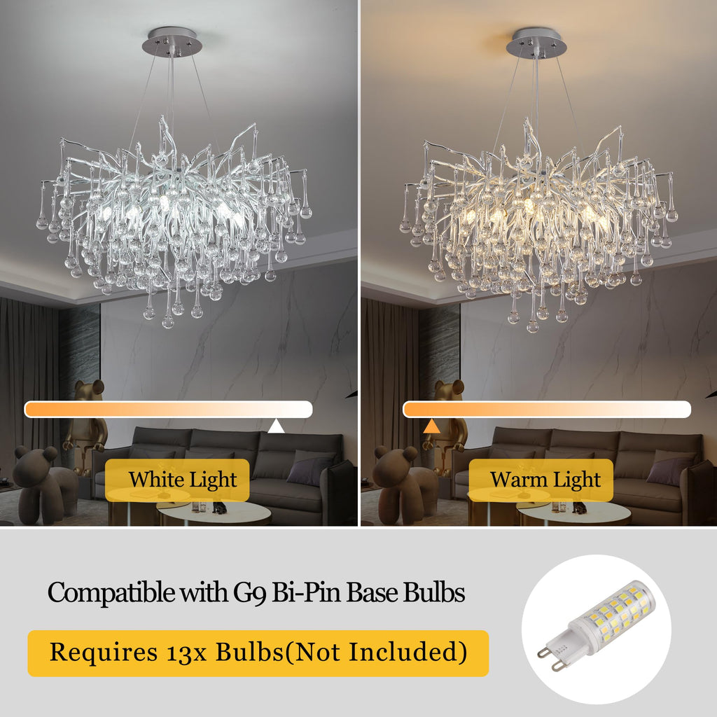 Modern Crystal Raindrop Chandelier, L40'' Black Linear Rectangle Art Deco Tree Branch Lighting Fixture for Kitchen Island Living Room Foyer Staircase 10 Lights