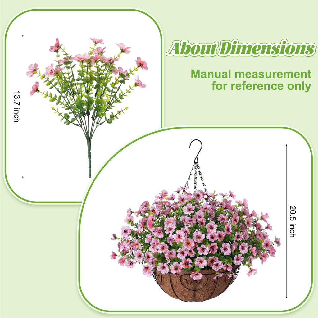 Ammyoo Artificial Faux Hanging Plants Flowers Basket for Spring Outdoor Decoration, Fake Silk Daisy UV Resistant Look Real with Eucalyptus Leaves Summer Outside Decor for Home Patio Garden