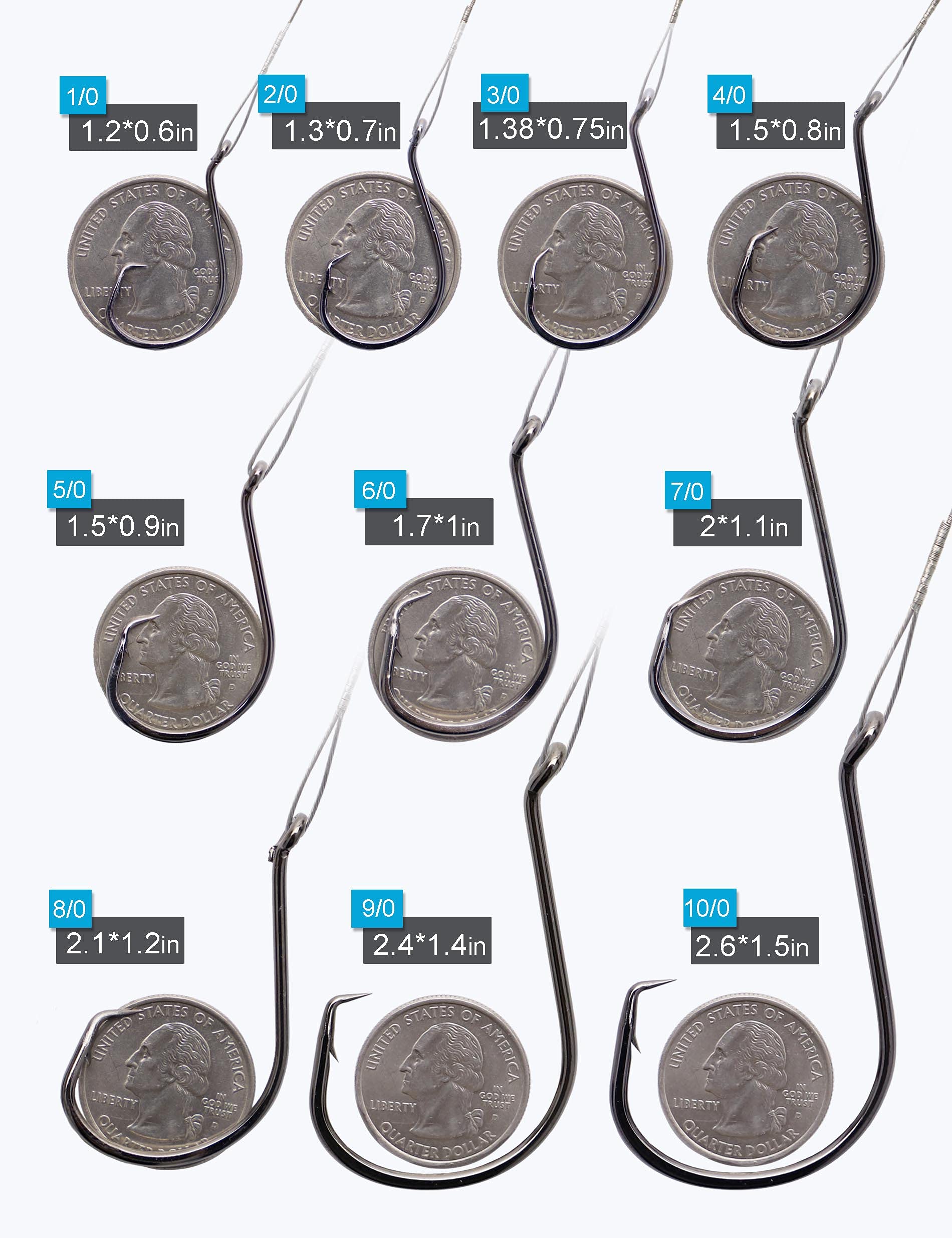 Circle Hooks Rigs Saltwater Steel Leader Wire, 25pcs Heavy Duty Circle Hook with Leader Wire Bass Catfish Fishing Lure Rig