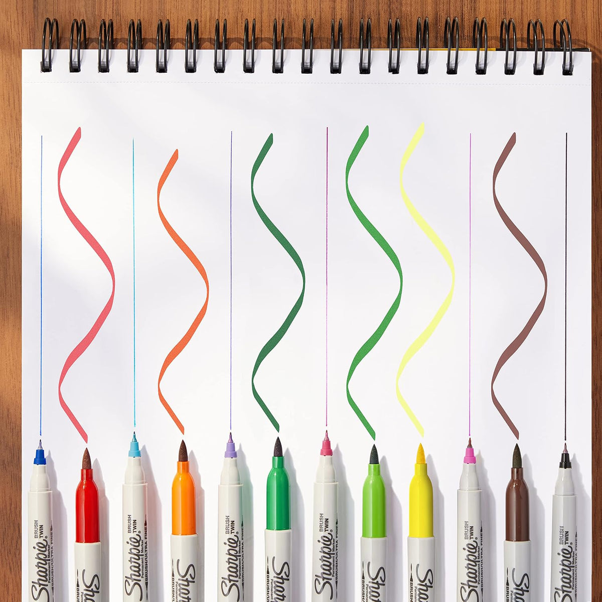 Sharpie Brush Twin Permanent Markers, Brush & Ultra Fine Tips, Assorted Colors, 12 Count - Arts & Crafts, Office Supplies