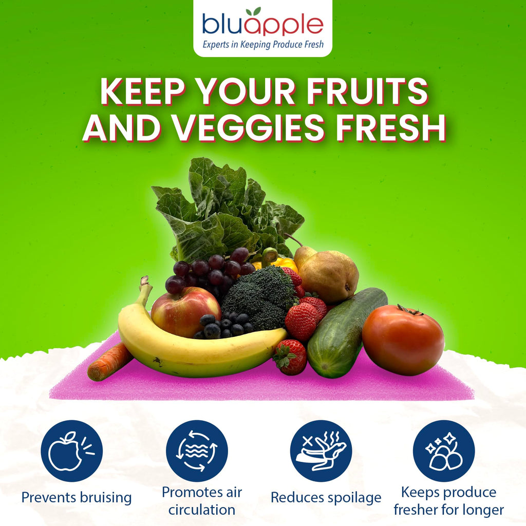 Bluapple FreshMats, Refrigerator Bin Liner, Fridge Drawer Mats, Crisper Life Extender Liner Keeps Produce Fresh Longer, Anti-Bruising, for Air Circulation, Washable & Reusable (4-Mats, 12x15, Black)