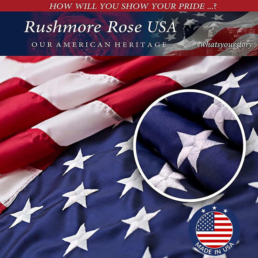 2X3 American Flag for Outside | American Flag Made in USA Heavy Duty American Flags for Outside 2X3 with Embroidered Stars and Sewn Stripes - All Weather US