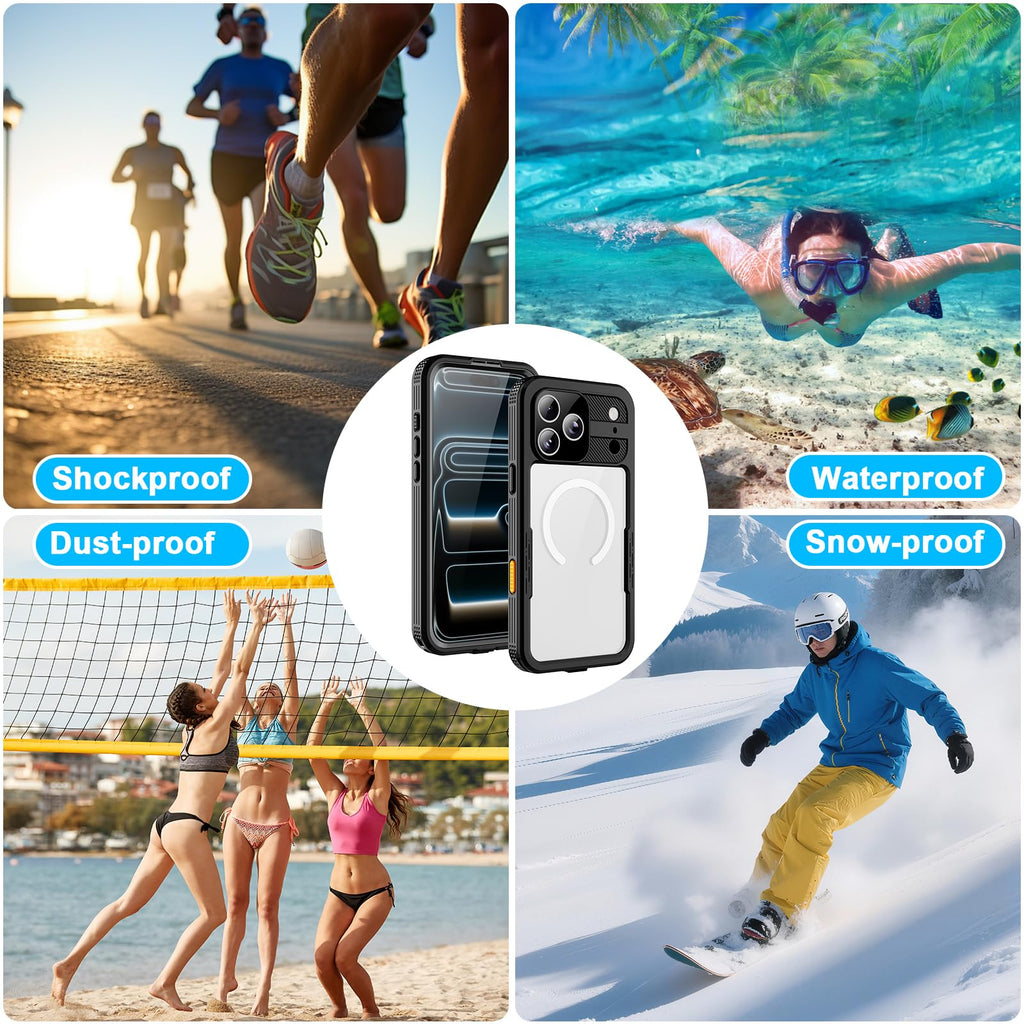 iPhone 13 Pro Case, Waterproof & Shockproof Phone Case, Full Protection, IP68, 6.1 Inch, Black