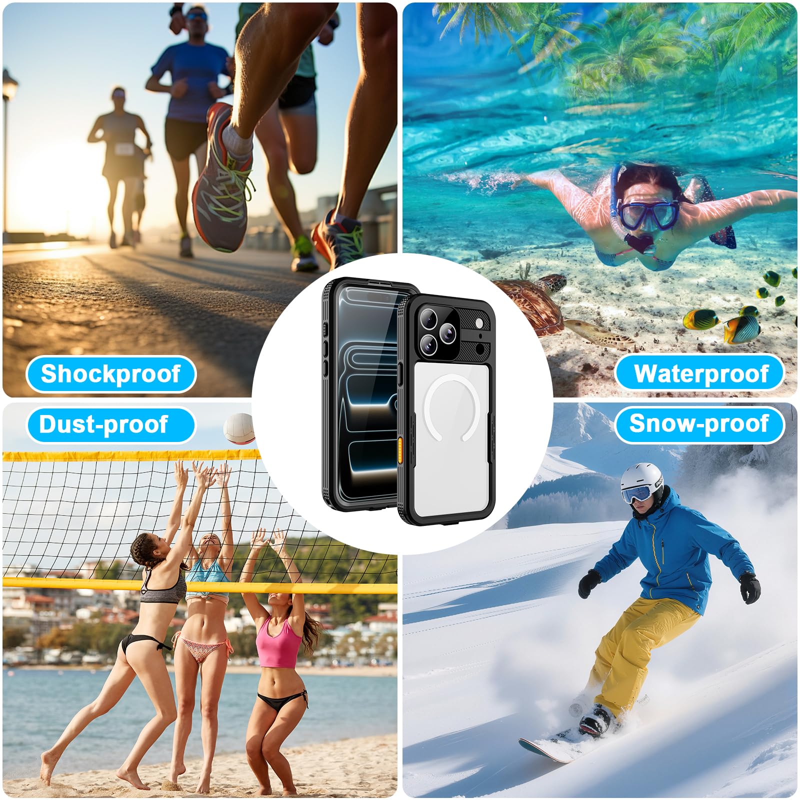 iPhone 13 Pro Case, Waterproof & Shockproof Phone Case, Full Protection, IP68, 6.1 Inch, Black