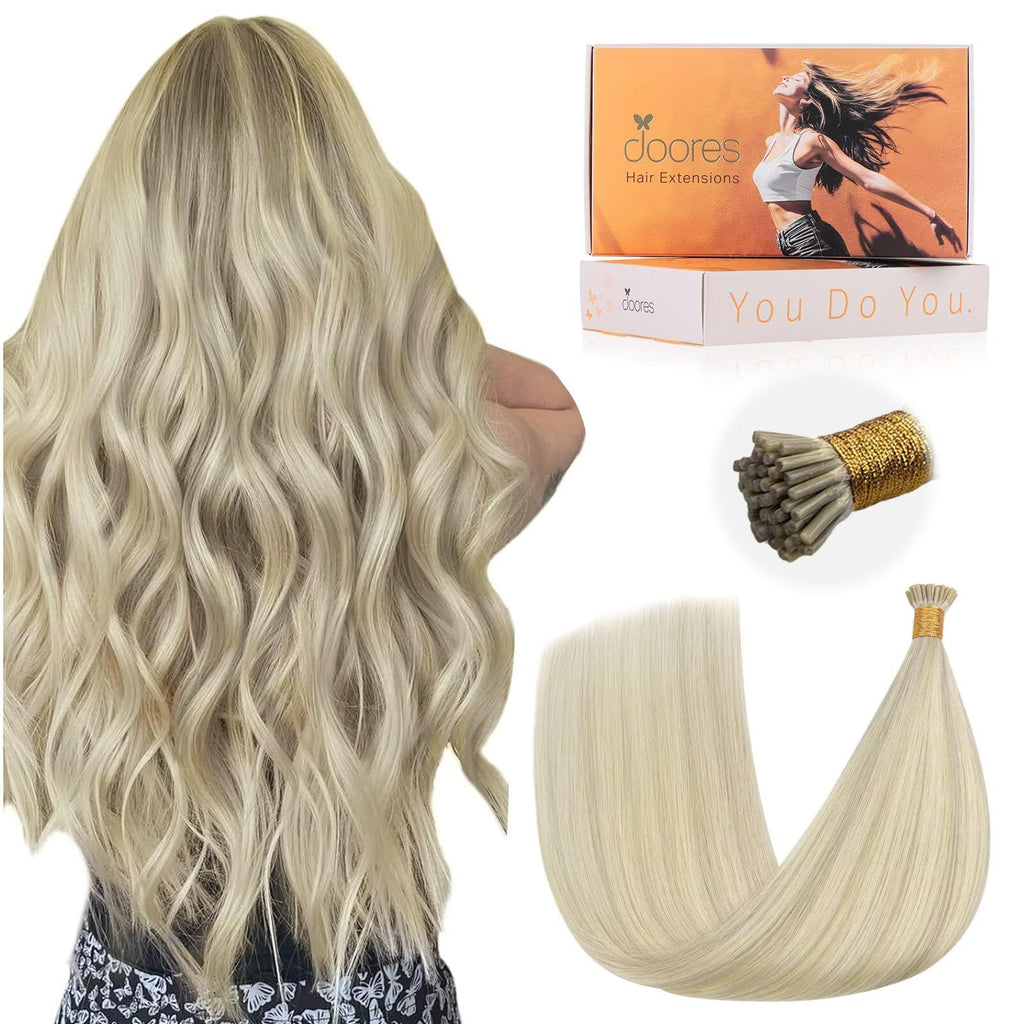 DOORES Blue Hair Extensions, 14 Inch 25g/25s Invisible Soft Micro Link Hair Extensions Silky Virgin