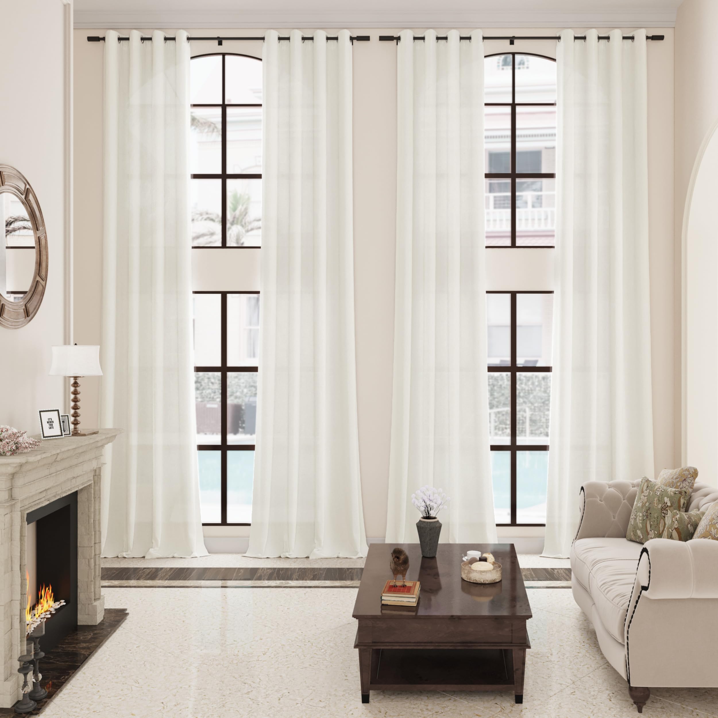 Aersas Black Bedroom Linen Curtains 63 Inch Length 2 Panel Privacy Energy Efficient Semi Sheer Black Linen Drapes for Living Room Modern Farmhouse Grommet Window Curtain for Nursery Office 52x63