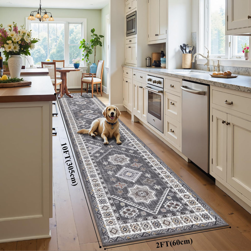 HEBE Boho Kitchen Rug Sets 3 Piece with Runner Non Slip Kitchen Rugs and Mats Washable Kitchen Mats for Floor Thick Kitchen Floor Mat Carpet Runner Rugs for Hallway Laundry Holiday Decor