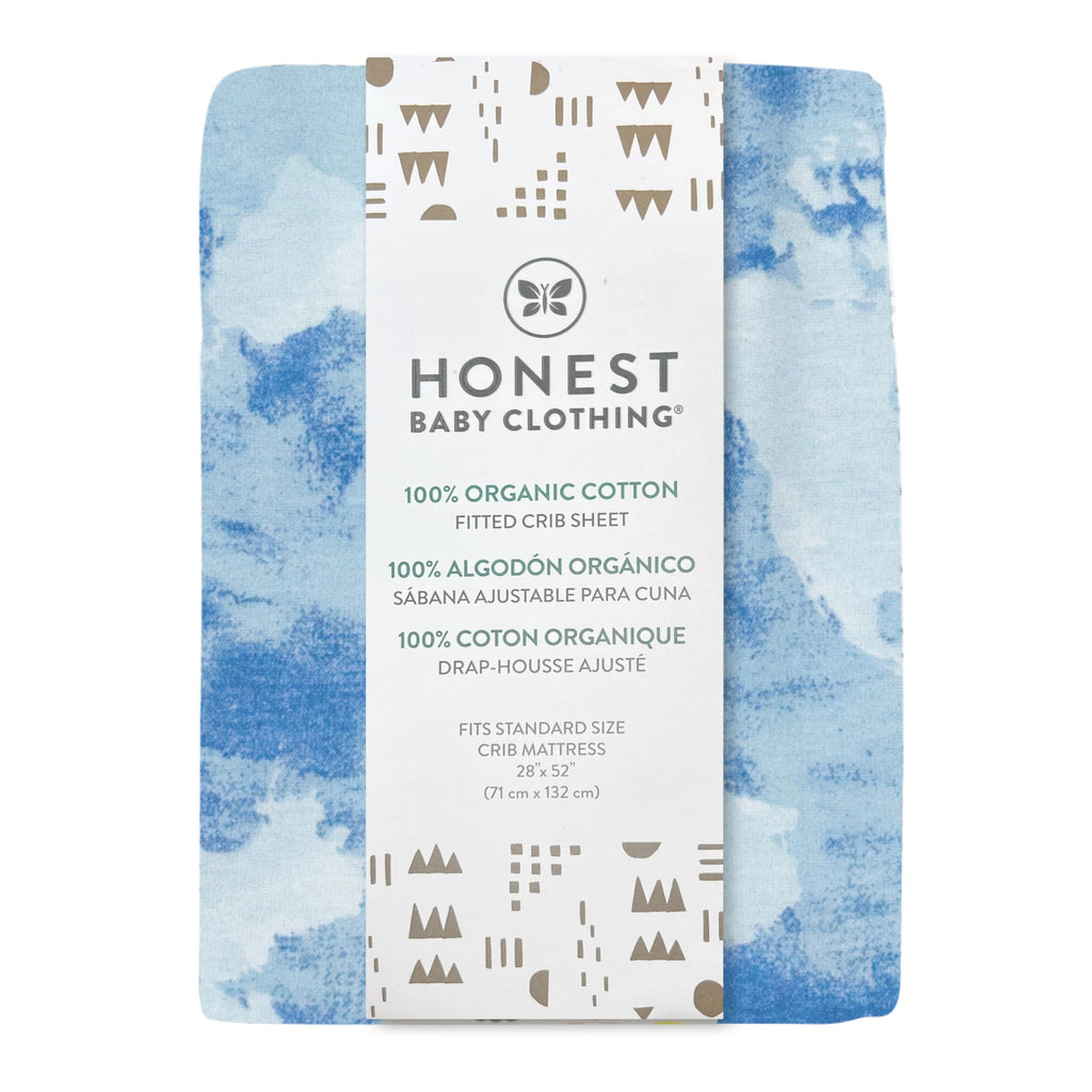 HonestBaby Unisex-Baby Fitted Crib Sheets Set Standard Mattress, 100% Organic Cotton Baby Boys, Girls, Neutral, 1 Pack - Peach Skin Painted Buffalo Check, One Size