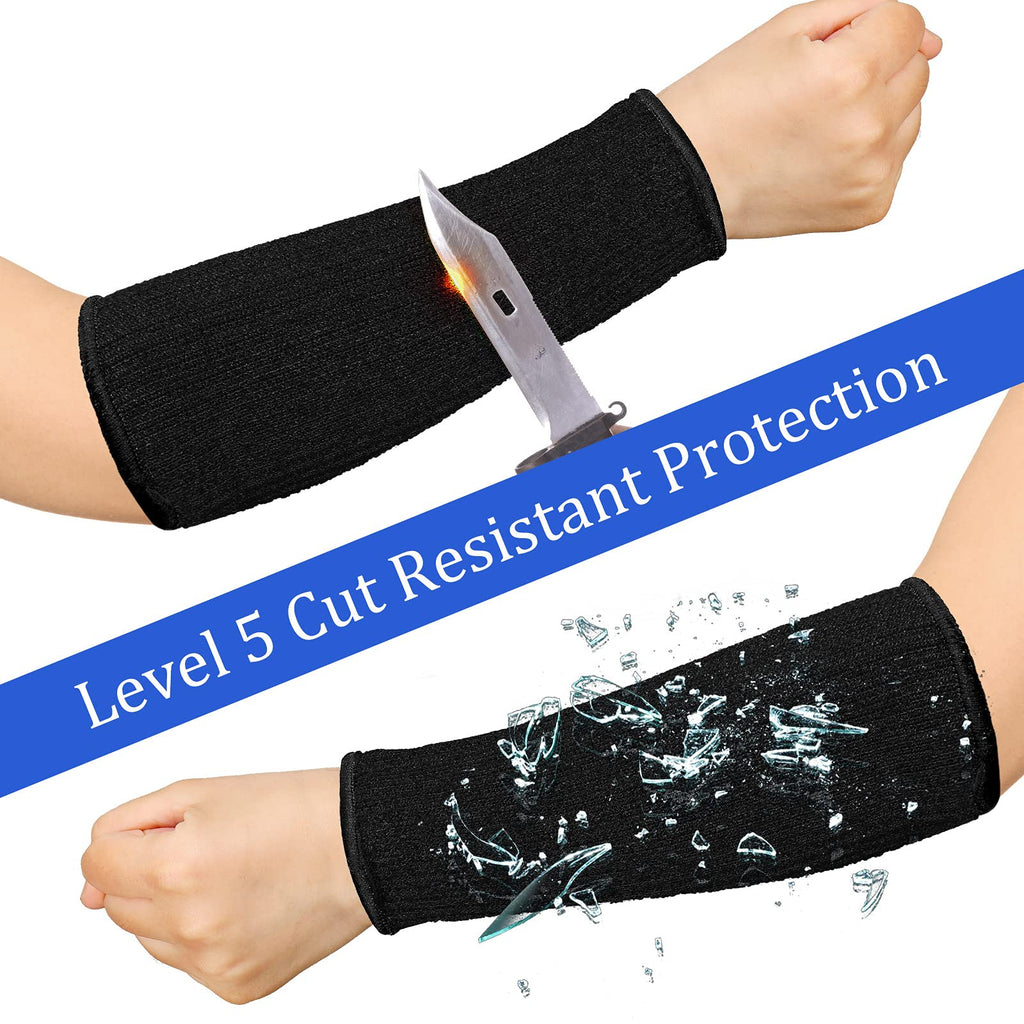 Sintege 3 Pairs Arm Protectors for Thin Skin and Bruising Cut Resistant Forearm Sleeve Level 5 Arm Burn Protection Sleeve (Black,7.9 Inch)