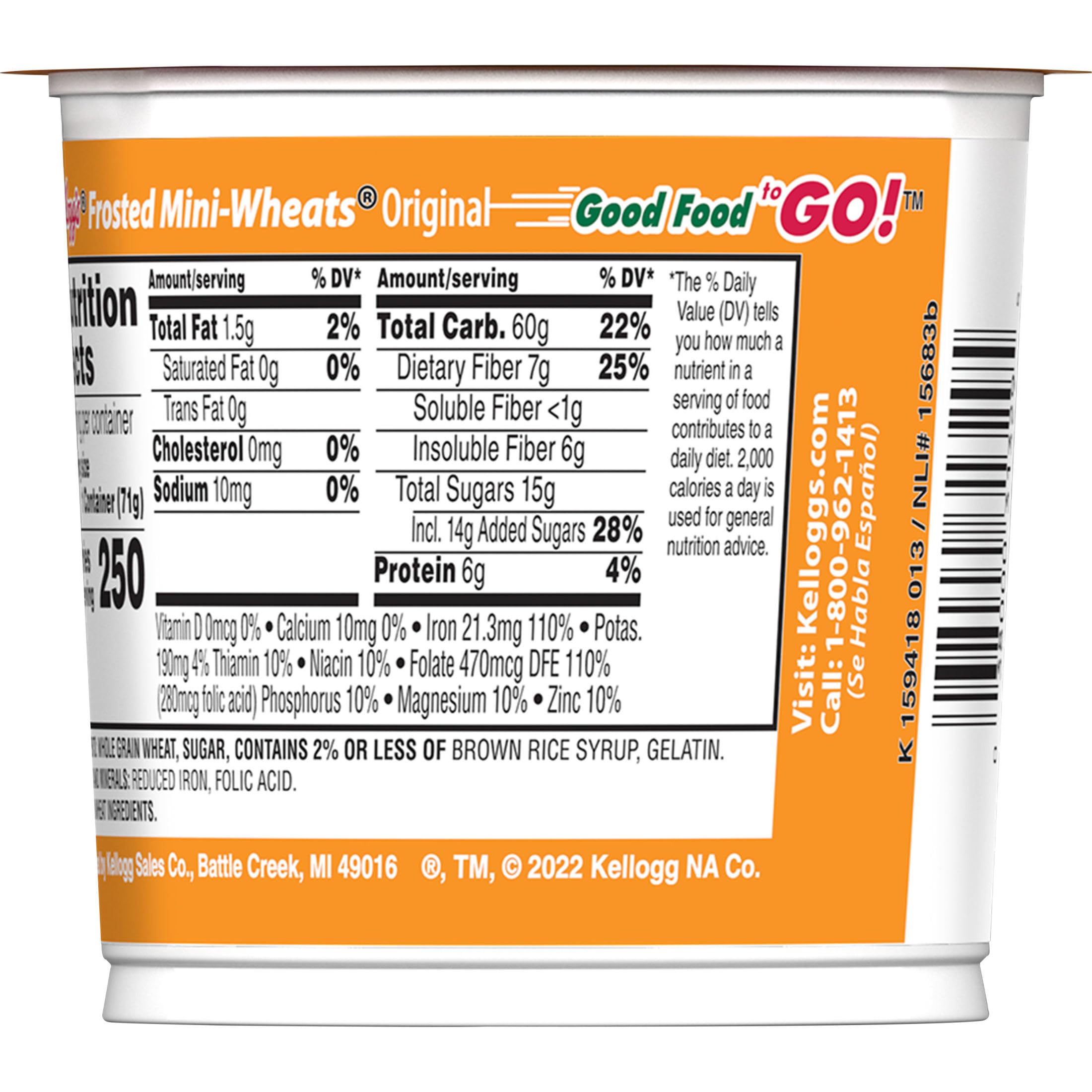 Kellogg's Frosted Mini-Wheats Cold Breakfast Cereal, High-Fiber, Whole Grain, Family Size, Original, 24oz Box (1 Box)