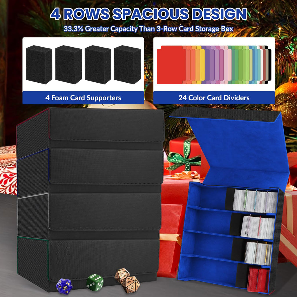 AOBOPLE Trading Card Storage Box,3200+ Card Box Storage with 24 Dividers and 4 Foam Supporters PU Leather Magnetic Cards Deck Case for MTG TCG Magic and Sport Cards,Great Gift for Card Collectors