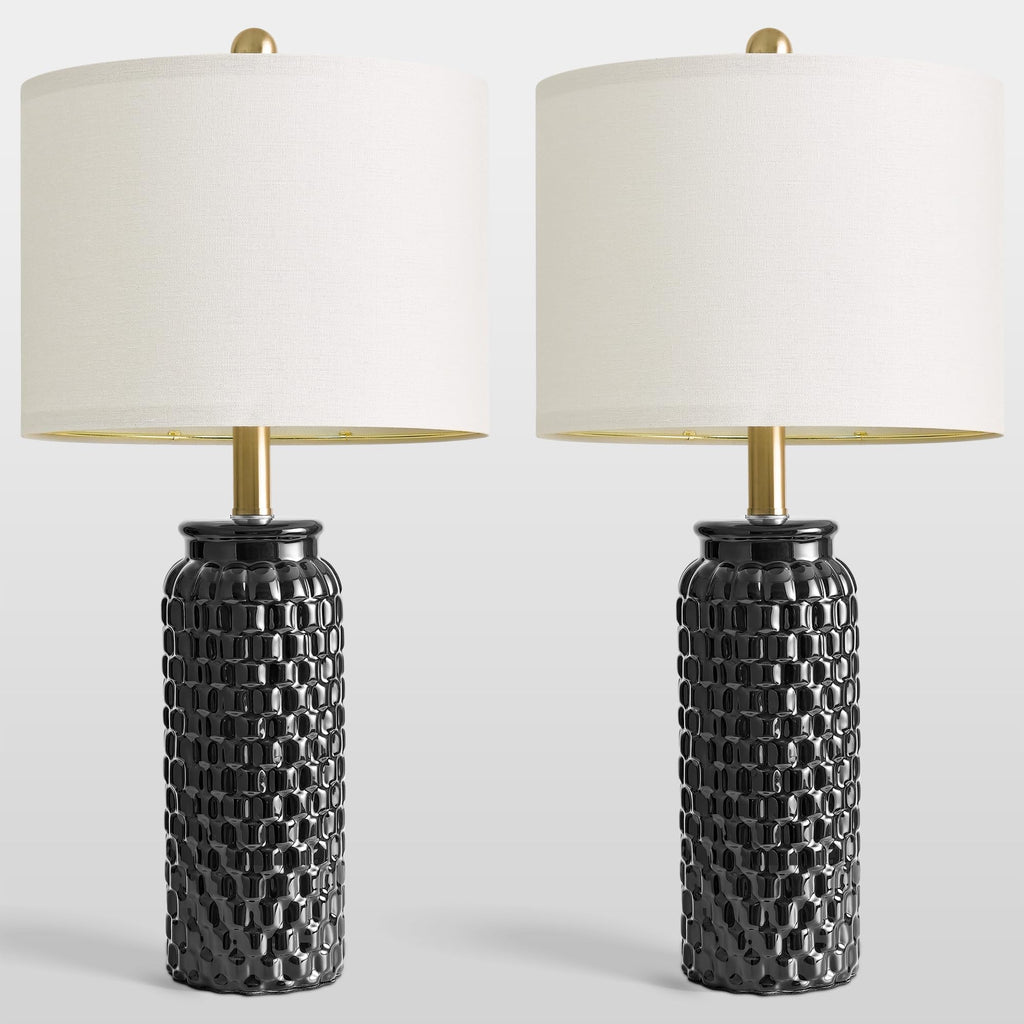 USumkky 20.5" Gold Modern Ceramic Bedside Lamp Set of 2 for Bedroom Decor Farmhouse Table Lamp for Living Room Office Dorm