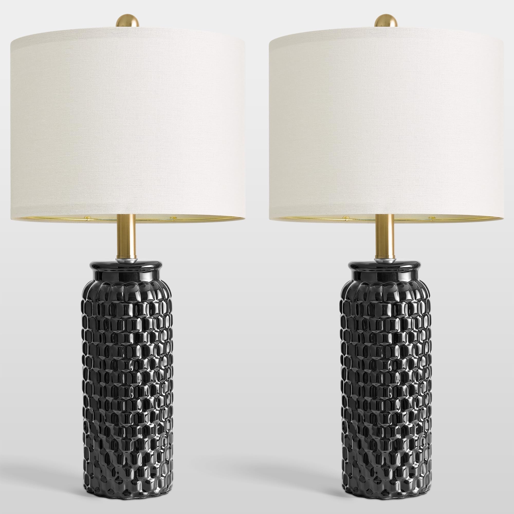 USumkky 20.5" Gold Modern Ceramic Bedside Lamp Set of 2 for Bedroom Decor Farmhouse Table Lamp for Living Room Office Dorm