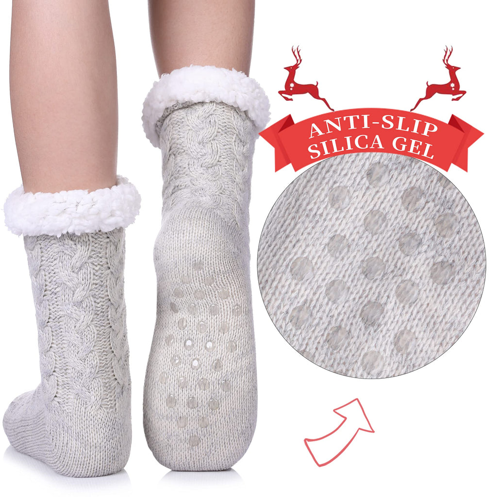 SDBING Women's Winter Super Soft Warm Cozy Fleece Lined Fuzzy Slipper Socks with Grippers