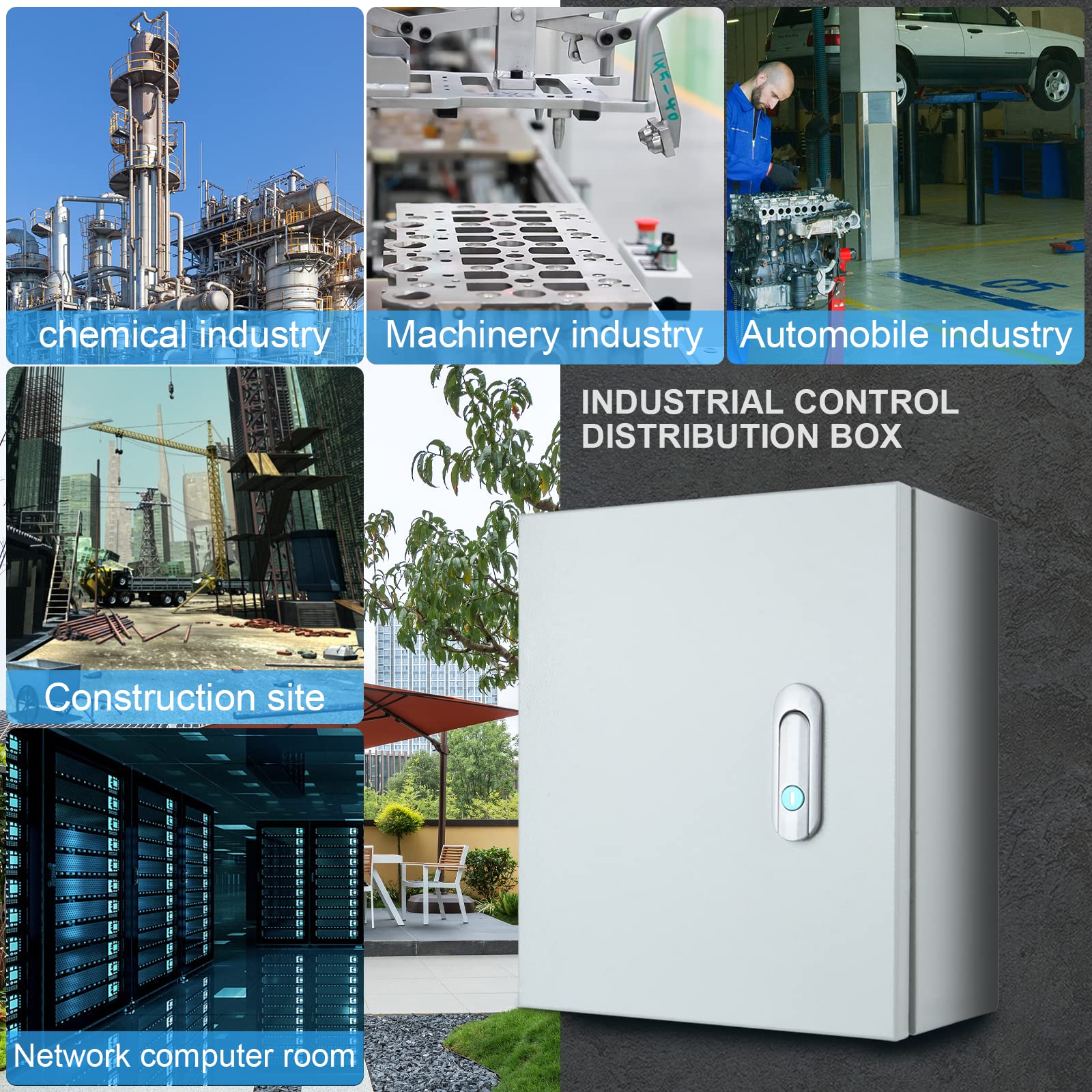Steel Electrical Junction Box, Indoor&Outdoor Electrical Enclosure Box, Wall Mounted Waterproof&Dustproof Metal Box, Universal Electric Equipment Enclosure Box with Safety Locks and Mounting Plates