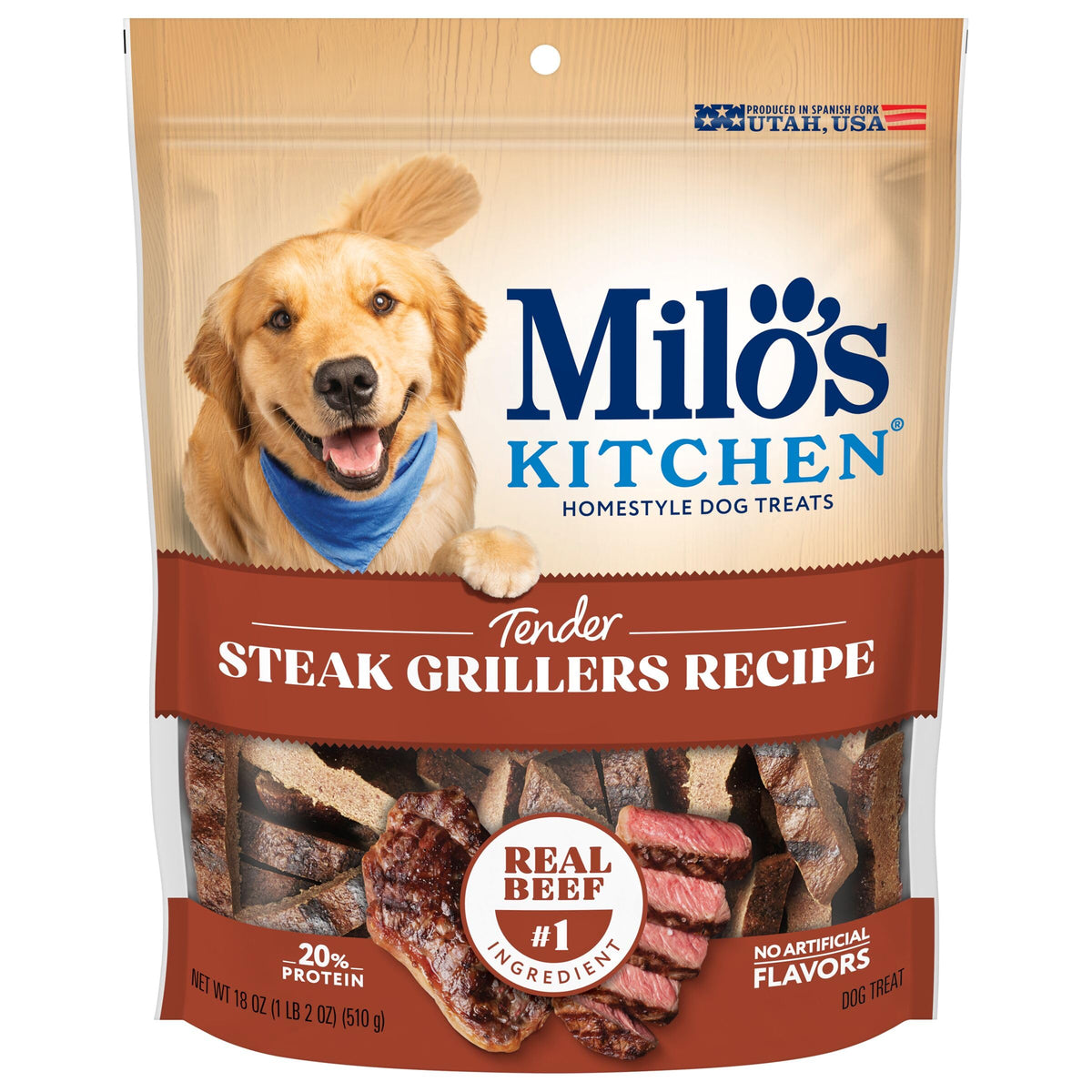Milo's Kitchen Homestyle Dog Treats, Beef Sausage Slices, 10 Ounce, High Protein, No Artificial Flavors